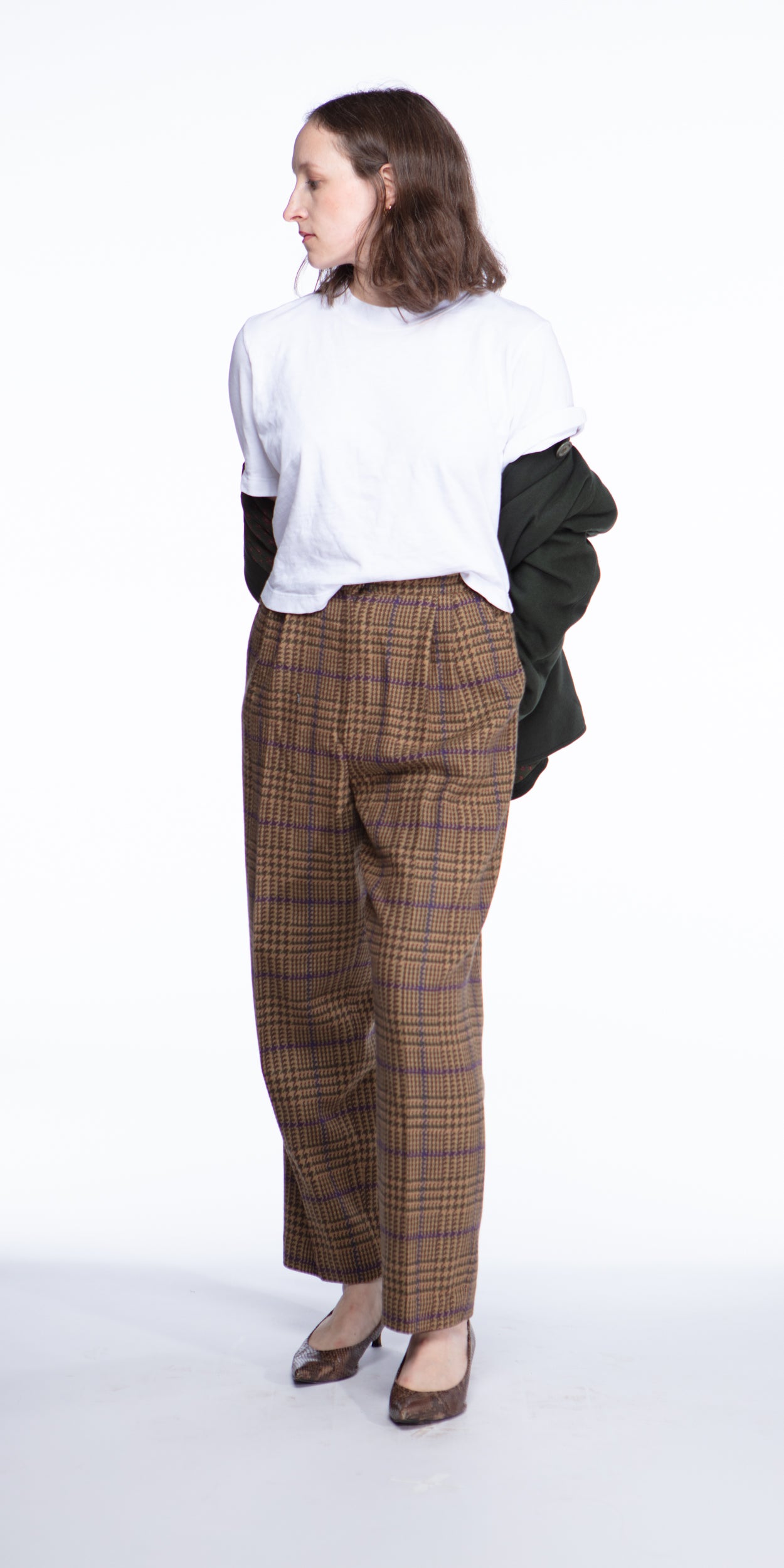Valentino wool plaid trouser pants