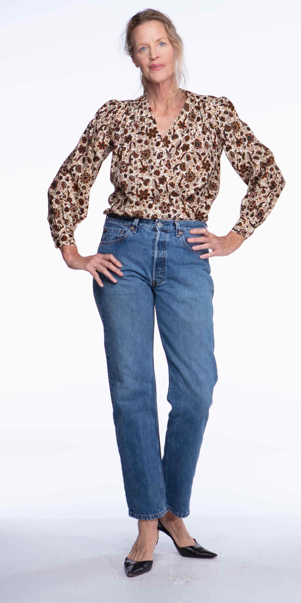Yves Saint Laurent floral printed wool wrap blouse