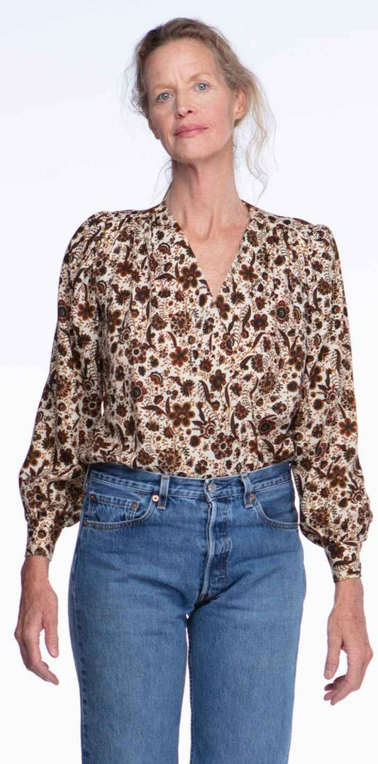 Yves Saint Laurent floral printed wool wrap blouse