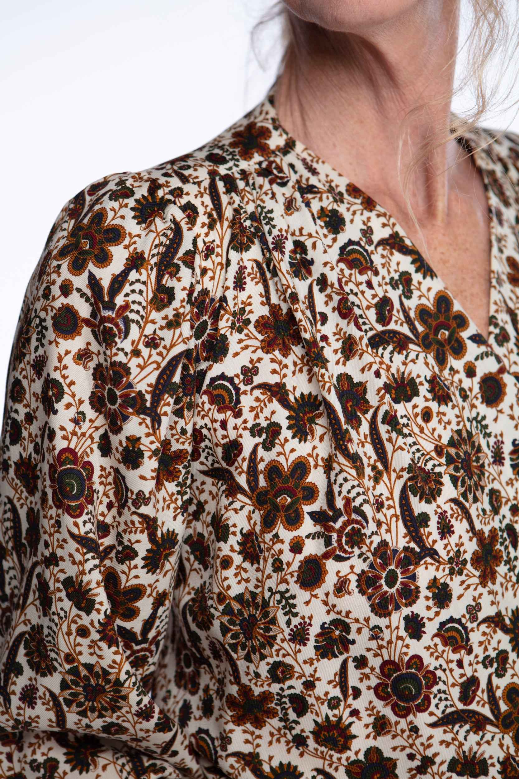 Yves Saint Laurent floral printed wool wrap blouse