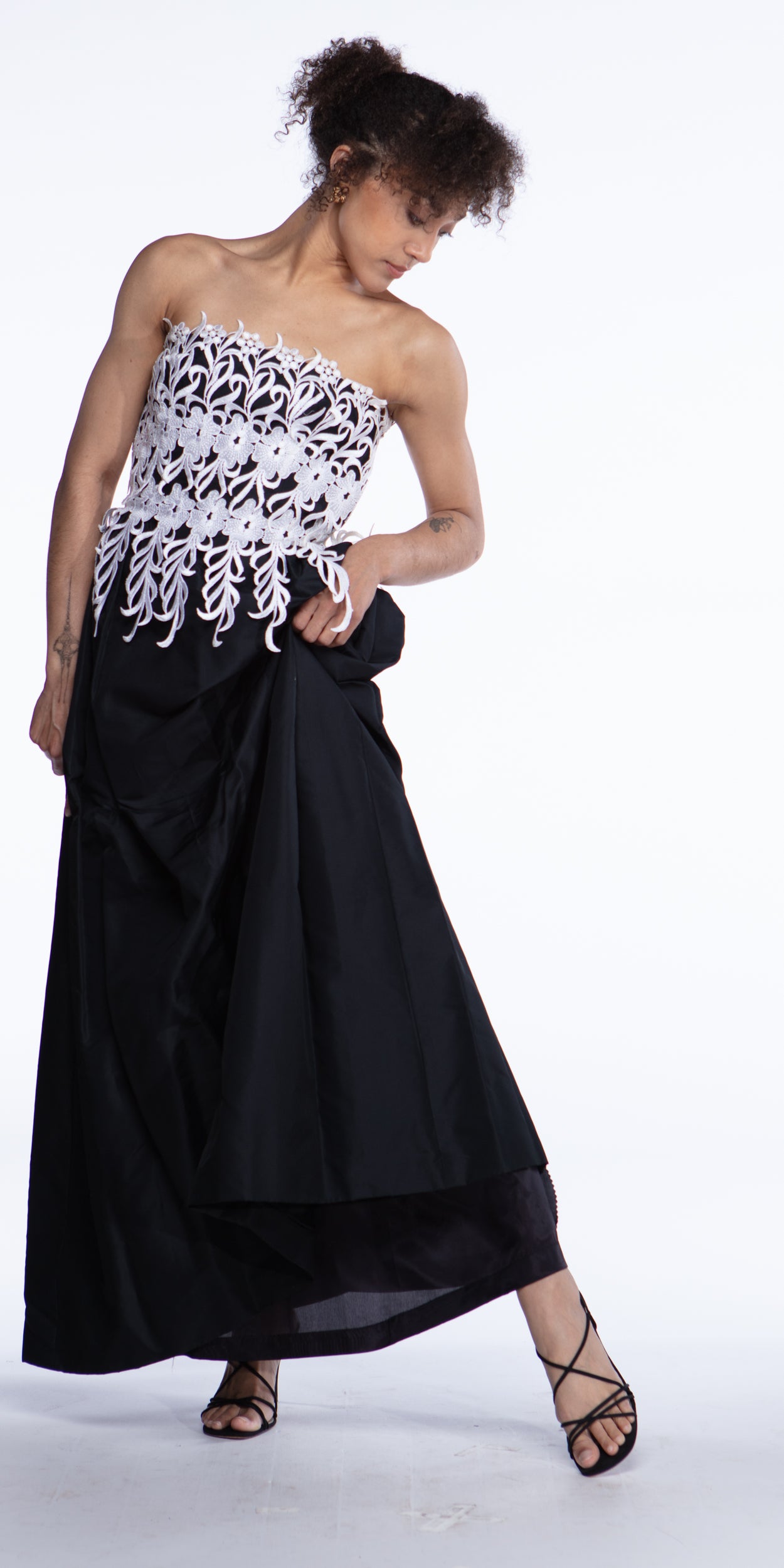 Travilla guipure lace gown