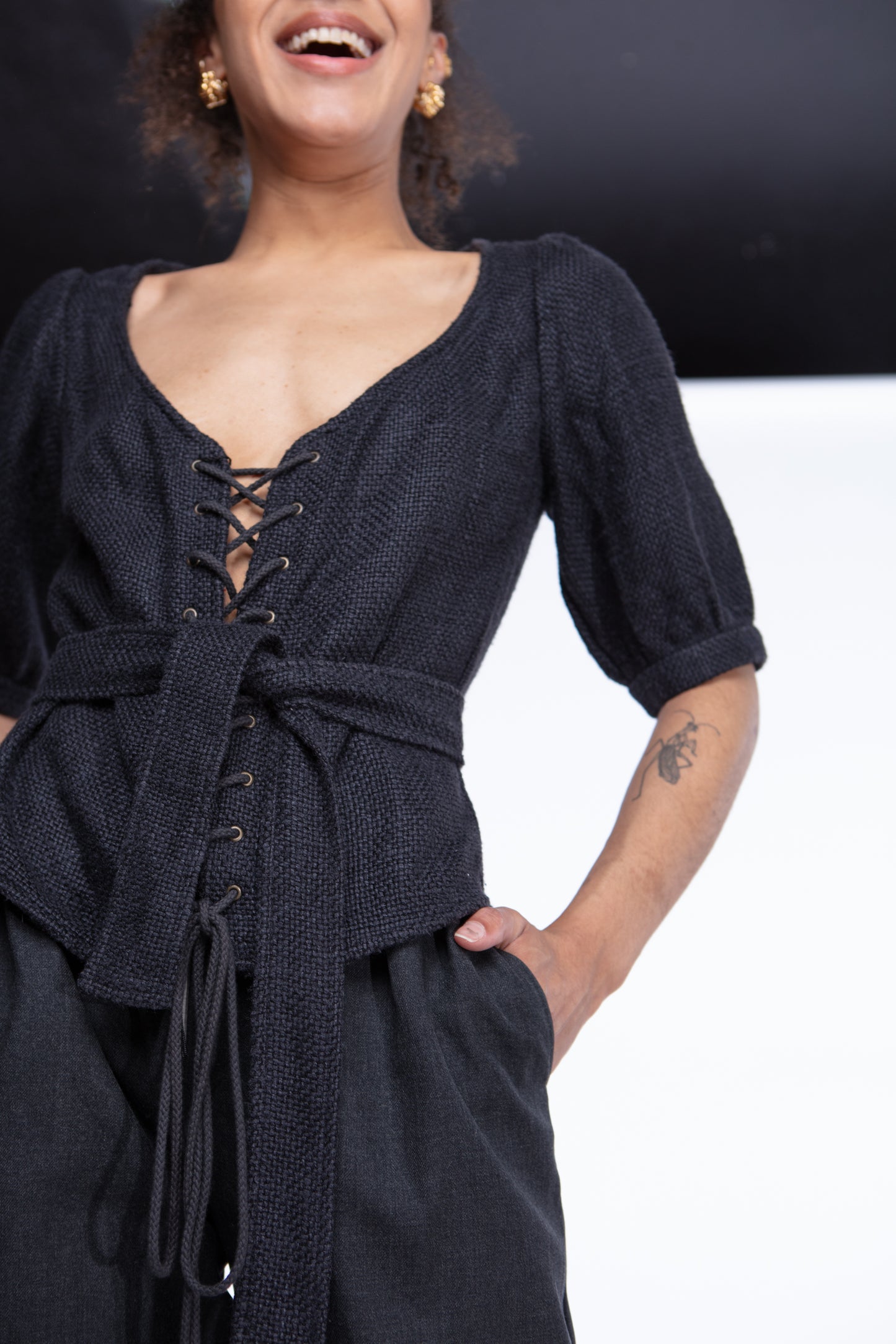 Yves Saint Laurent FW 2006 NWT lace up top