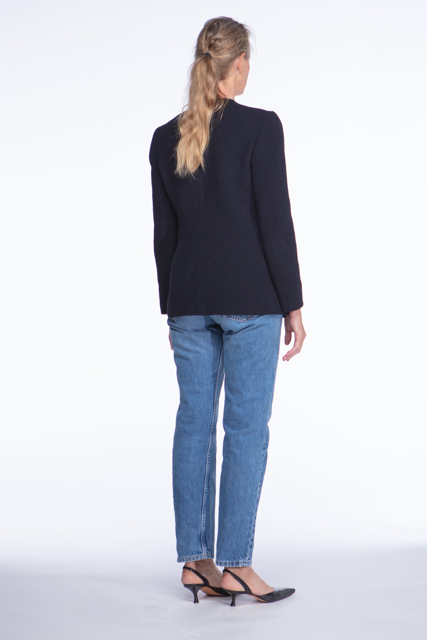 Giorgio Armani navy bouclé blazer