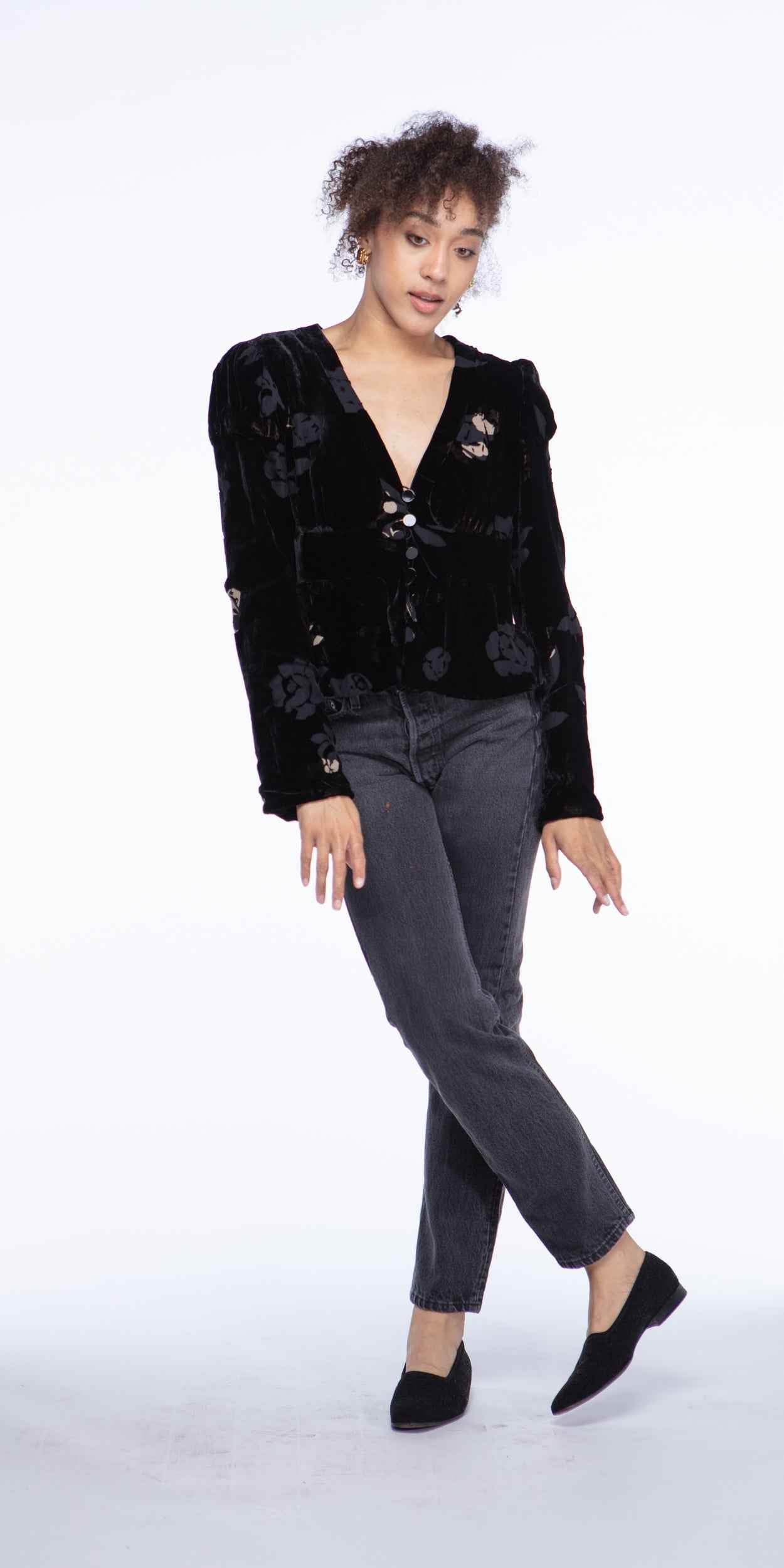 Armani Collezioni silk blend velvet blouse