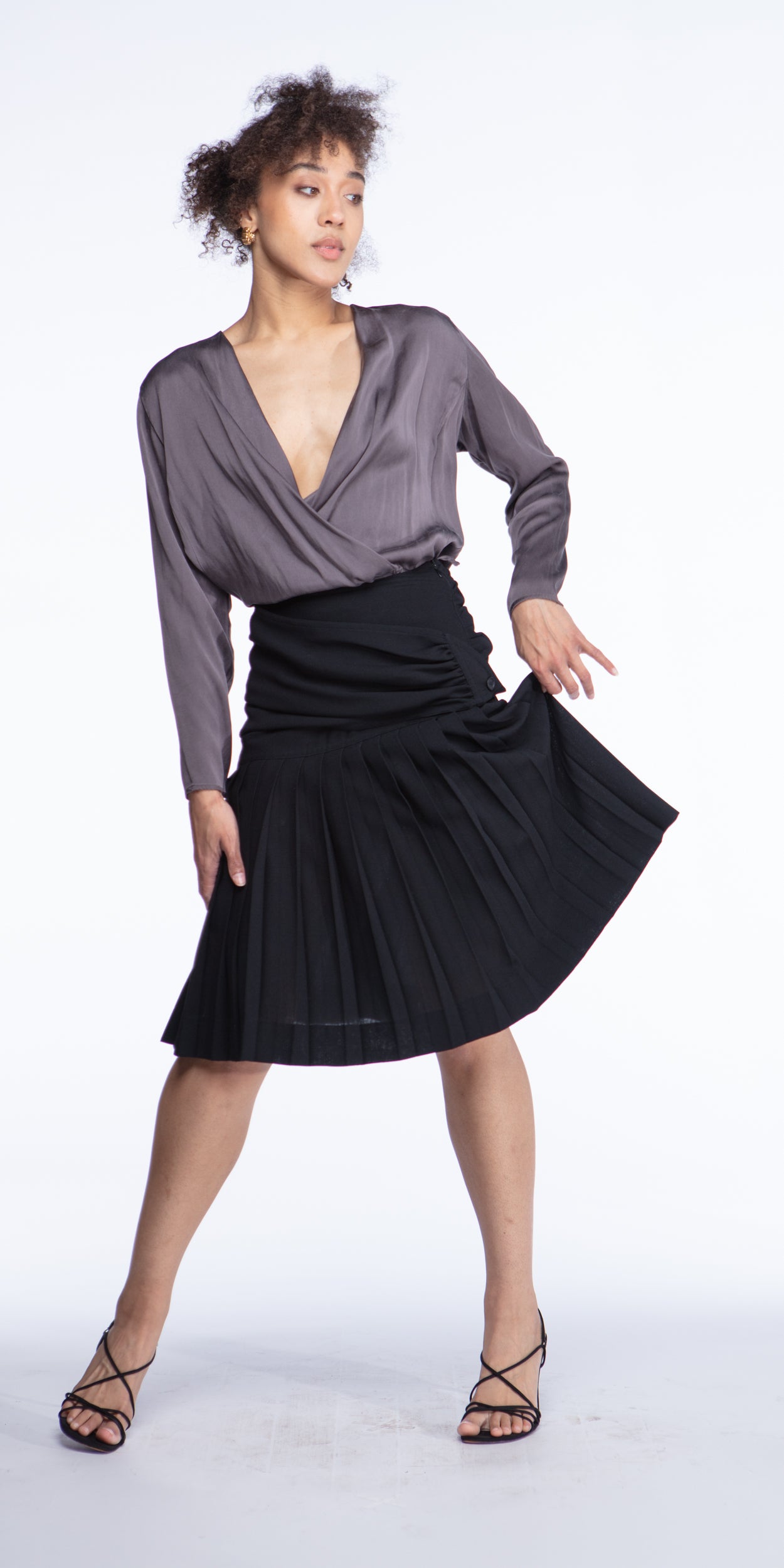 Silk charmeuse wrap top