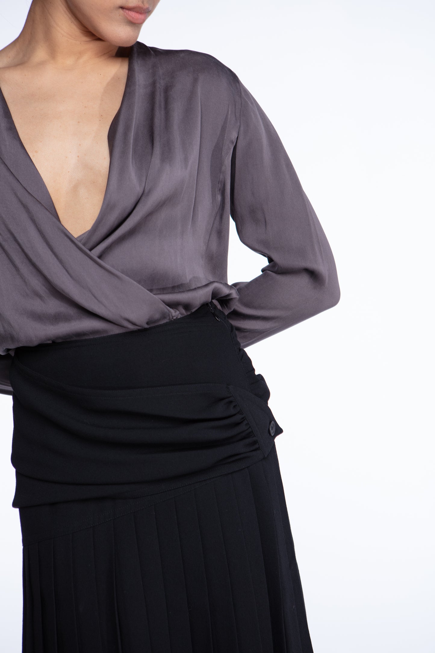 Silk charmeuse wrap top