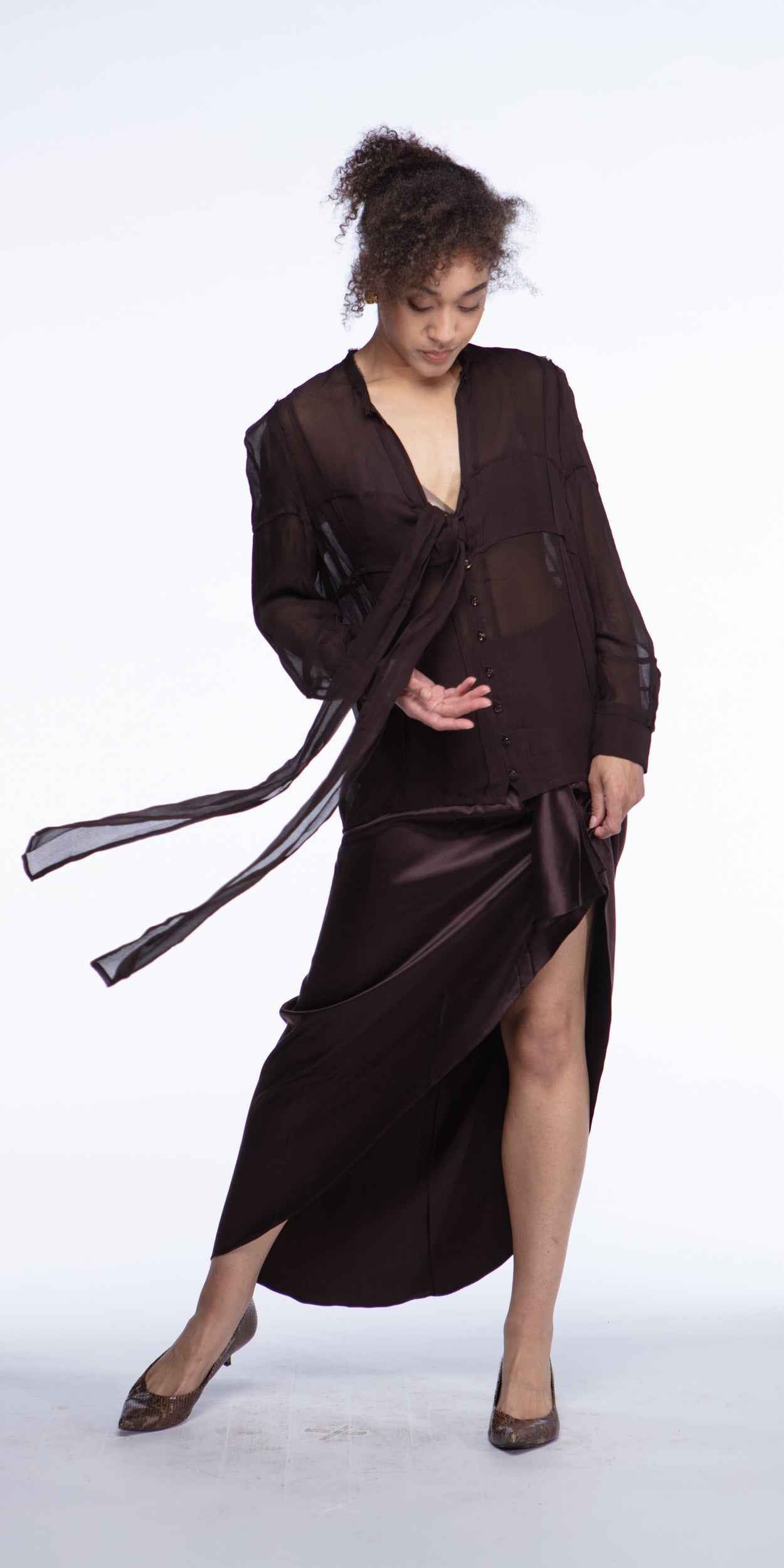 Yves Saint Laurent geometric tie blouse