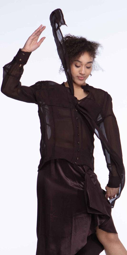 Yves Saint Laurent geometric tie blouse
