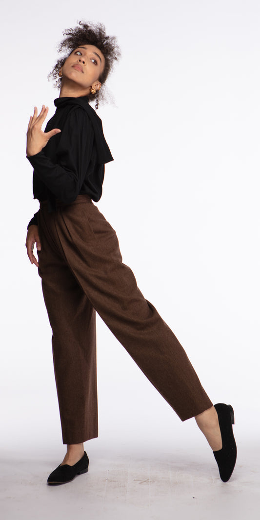 Emanuel Ungaro heathered wool pleated trousers