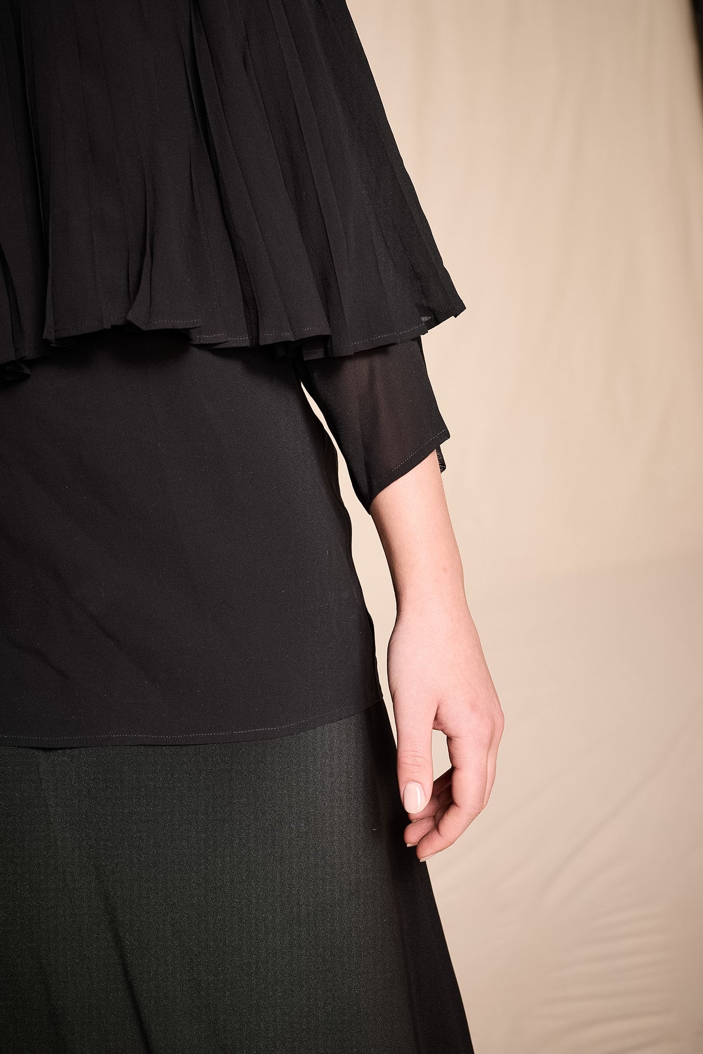 Gianfranco Ferre 1980s-1990s Black Silk Asymmetric Pleated Top