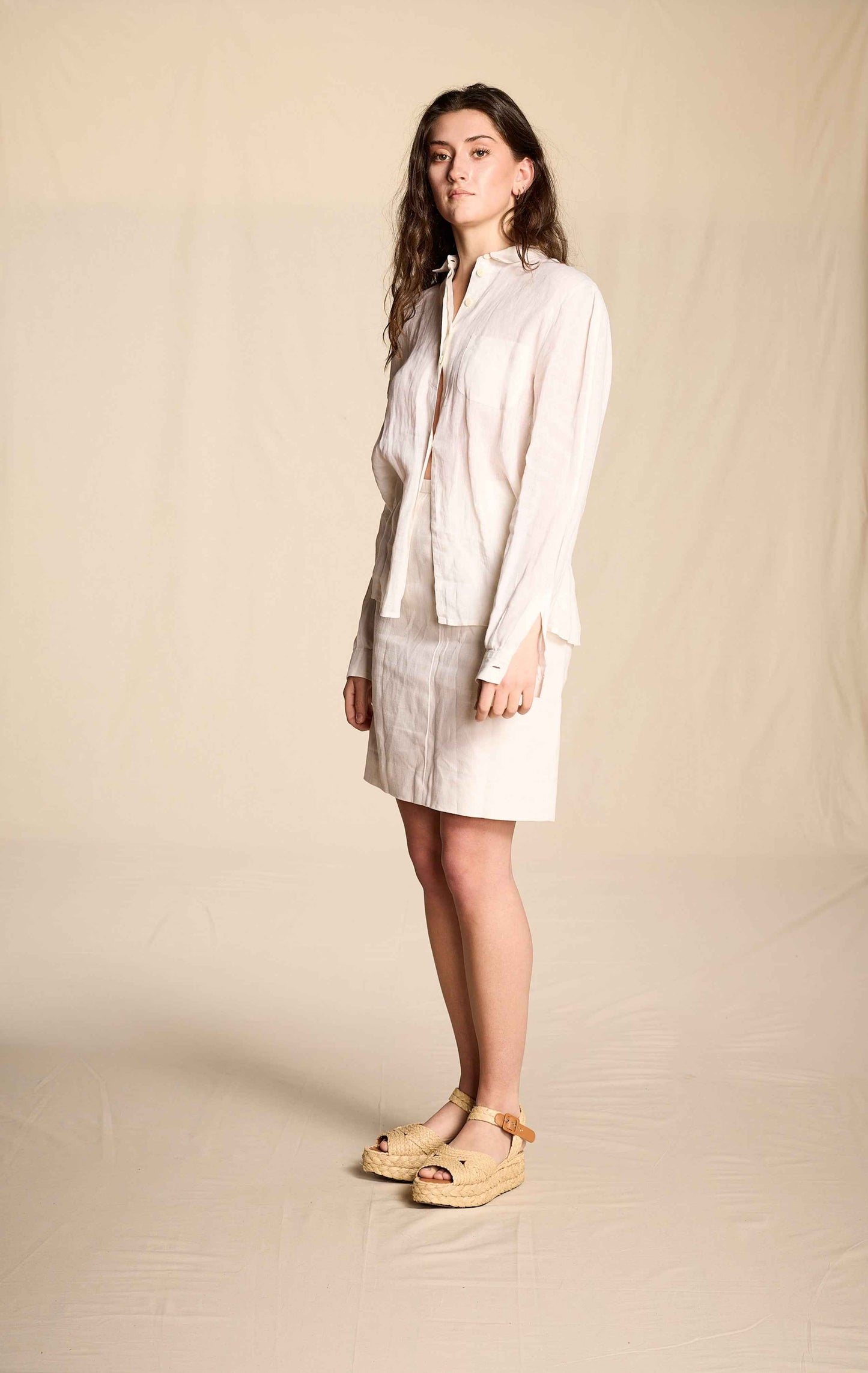 Bill Blass 1980s White Linen Skirt