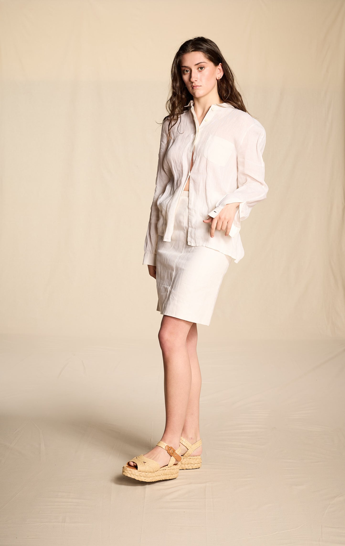 Krizia 1980s Sculptural Linen Shirt