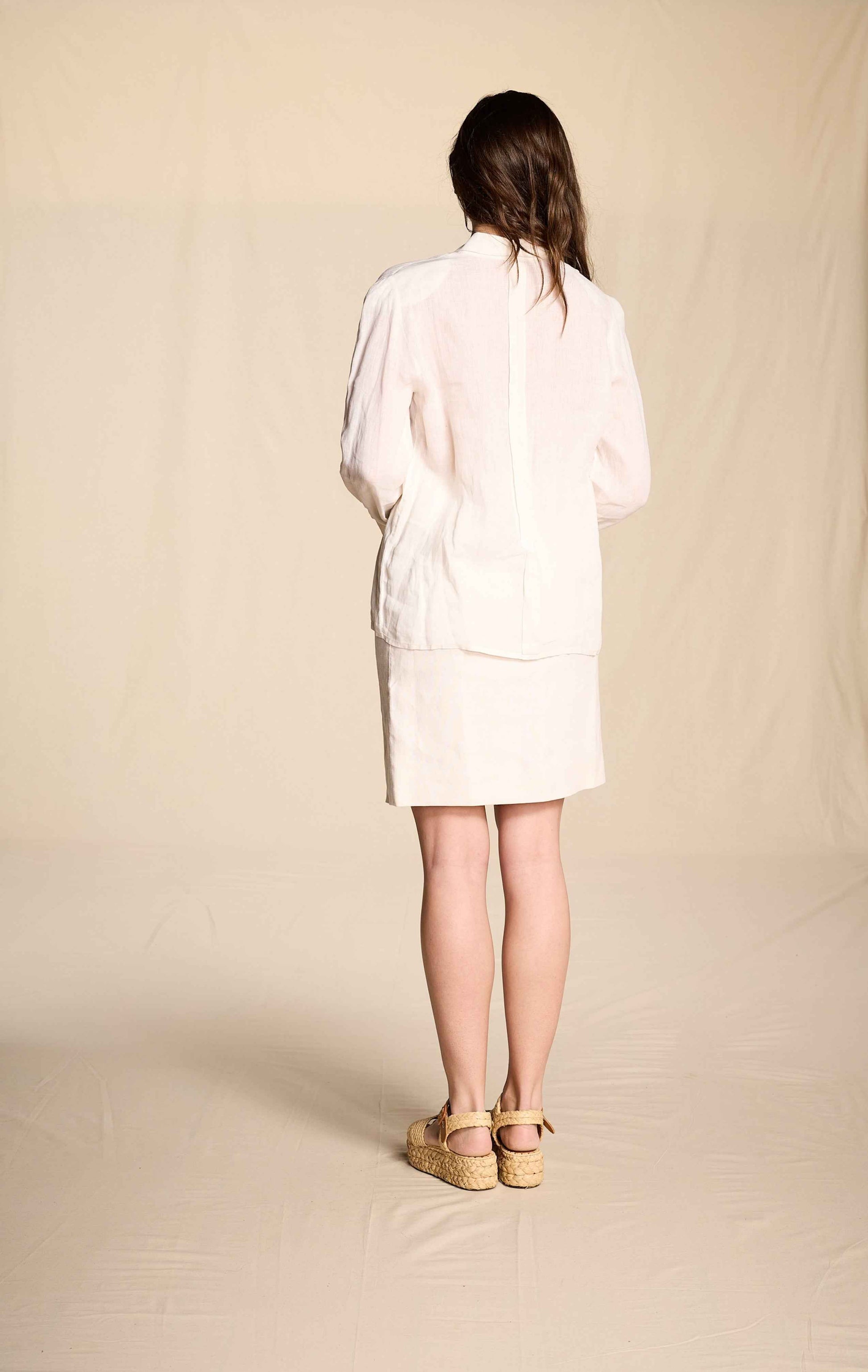 Bill Blass 1980s White Linen Skirt