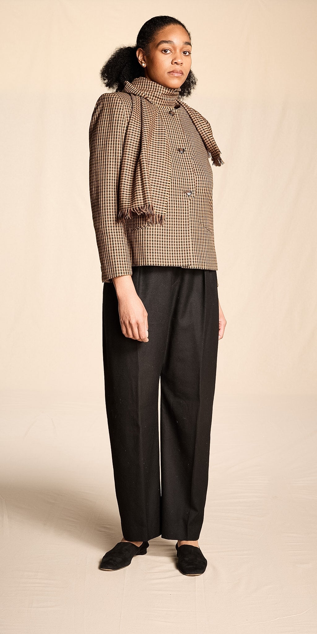 Yves Saint Laurent 1990s Black Wool Pleated Trousers