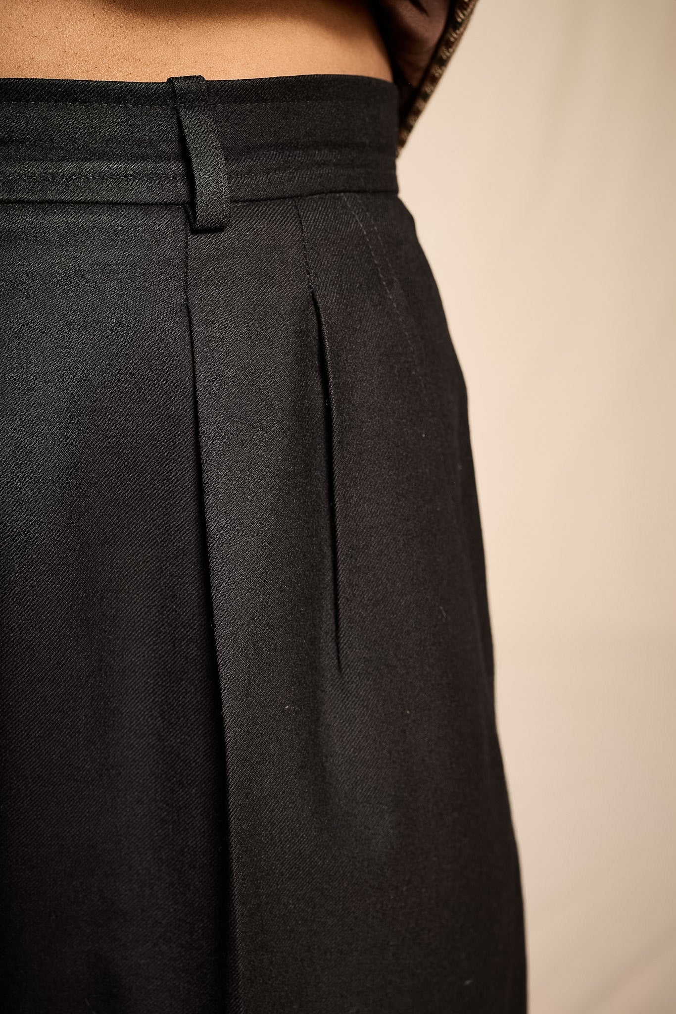 Yves Saint Laurent 1990s Black Wool Pleated Trousers