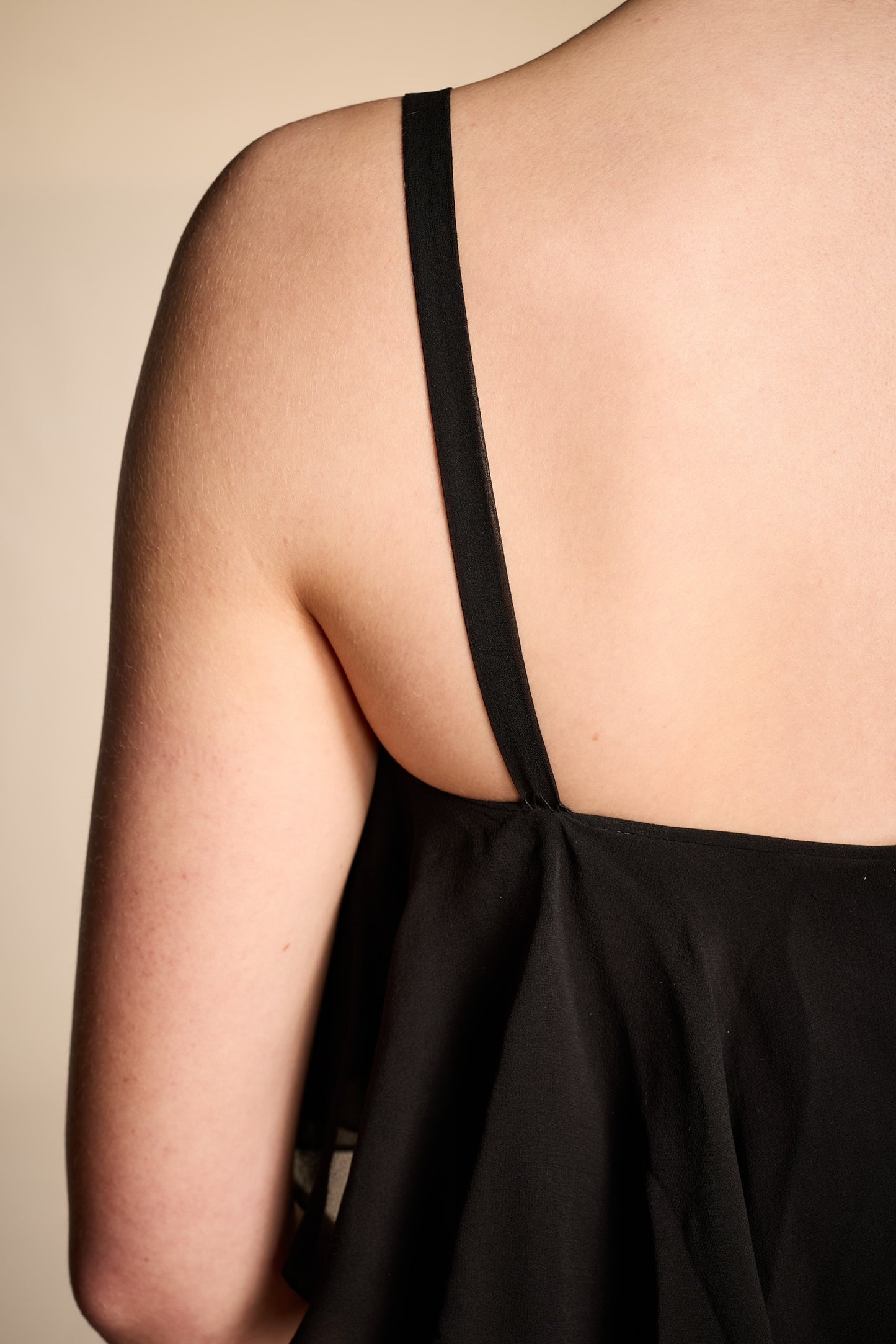 Bill Blass 1970s Black Silk Chiffon Tiered Midi Dress