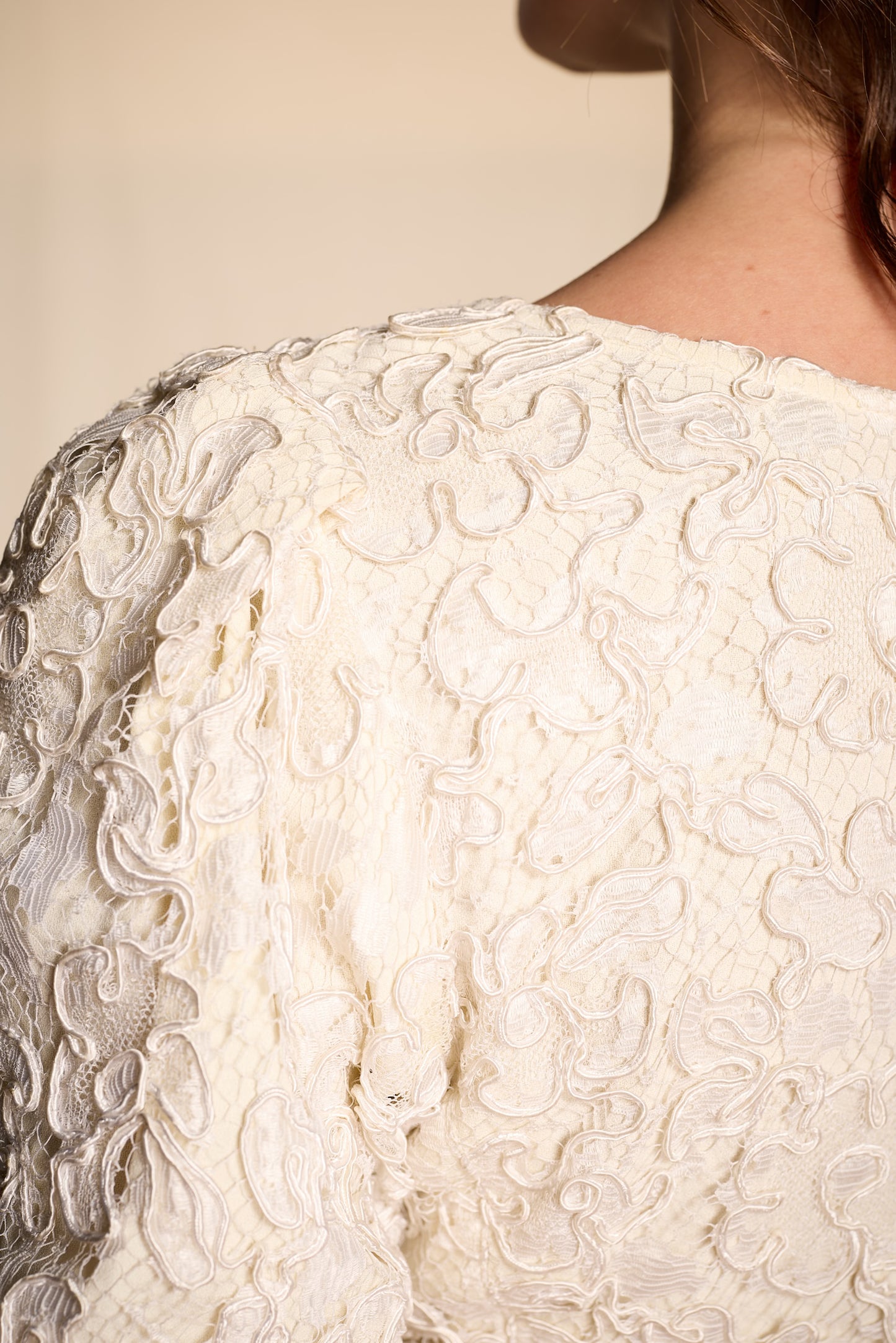 Yves Saint Laurent Cream 1980s Soutache Lace Bodice Top