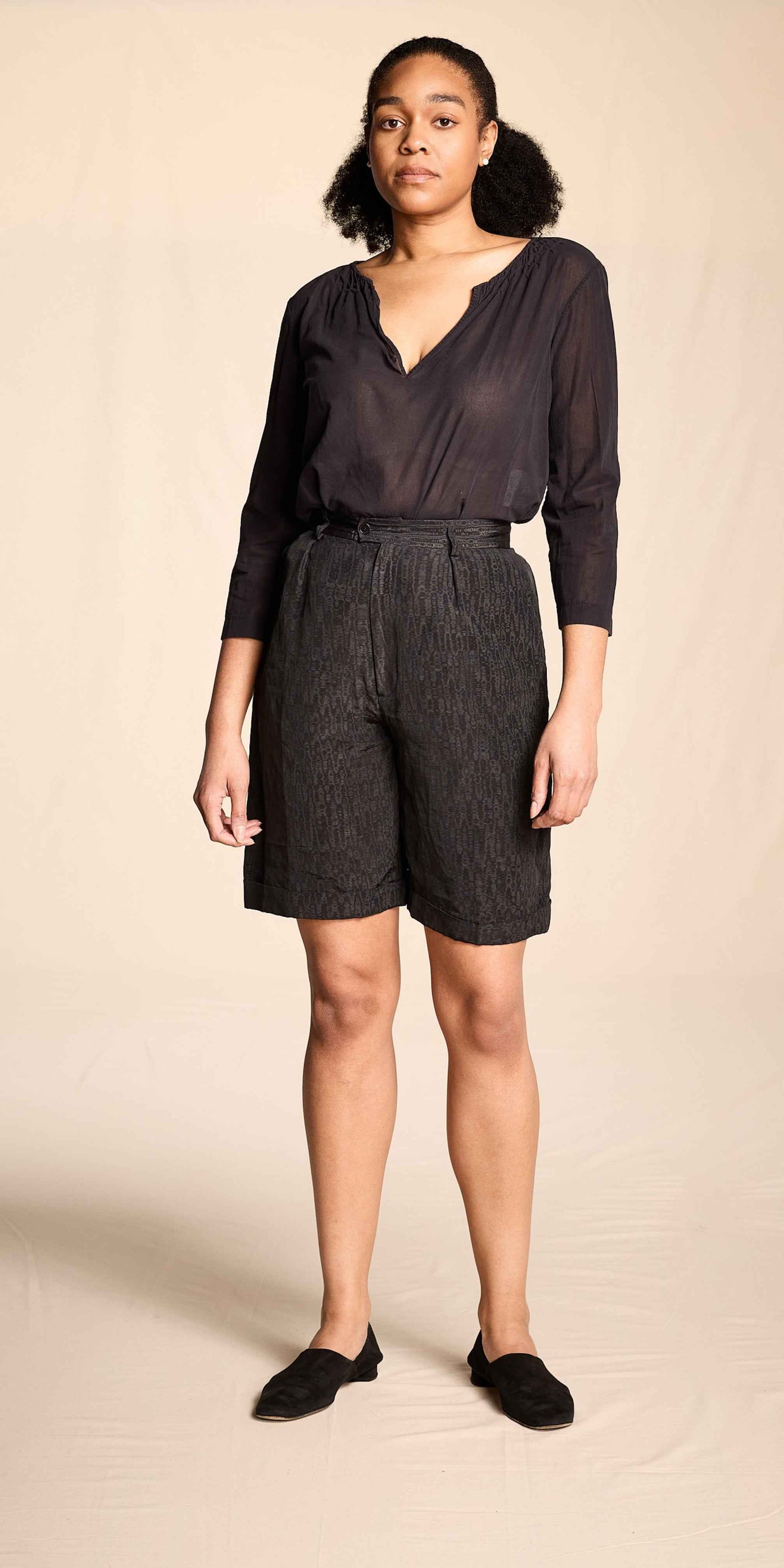 Yves Saint Laurent Spring/Summer 1991 Black Moire Shorts