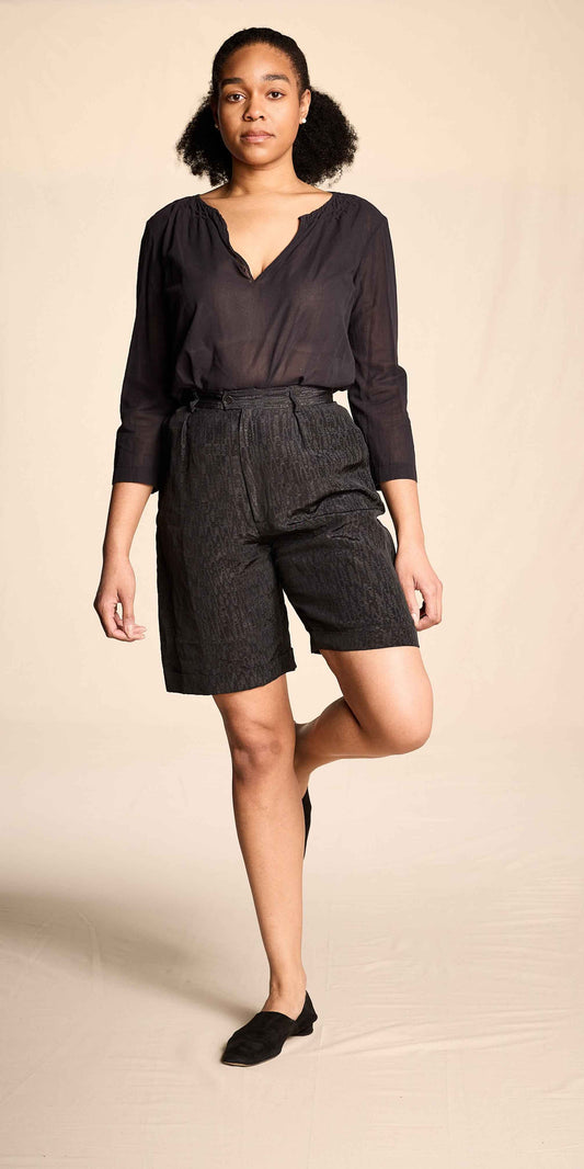 Yves Saint Laurent Spring/Summer 1991 Black Moire Shorts