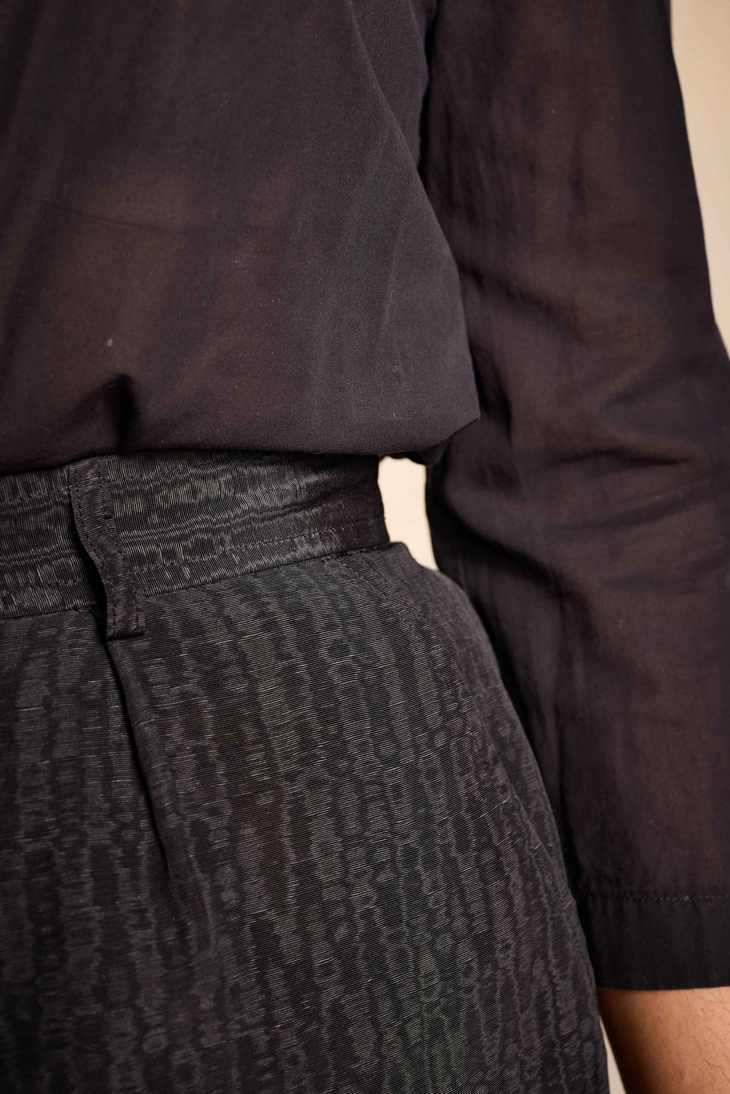 Yves Saint Laurent Spring/Summer 1991 Black Moire Shorts