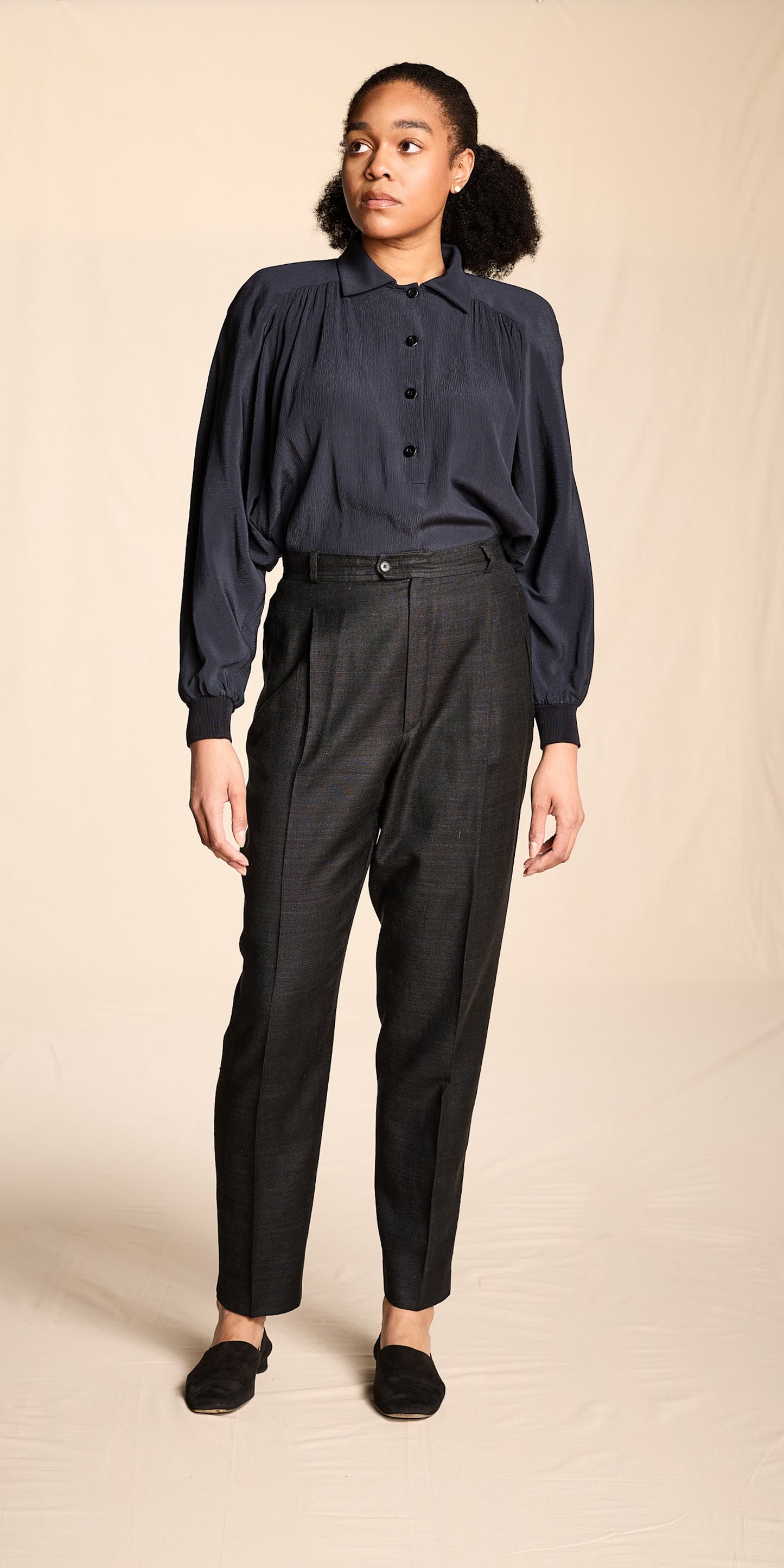 Yves Saint Laurent 1990s-2000s Gray Silk Shantung Pants