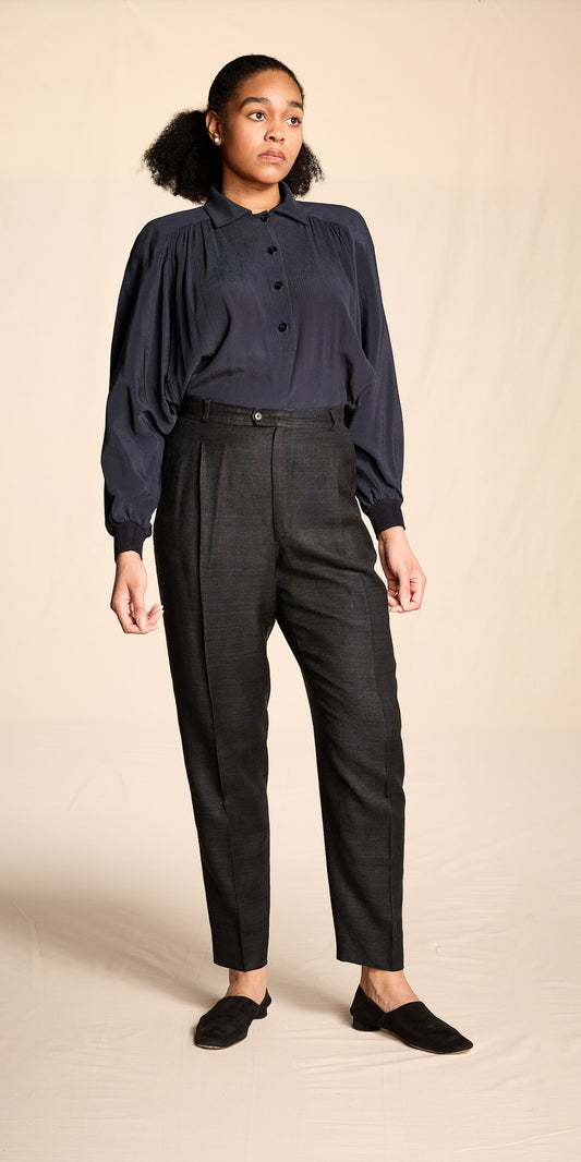Yves Saint Laurent 1990s-2000s Gray Silk Shantung Pants