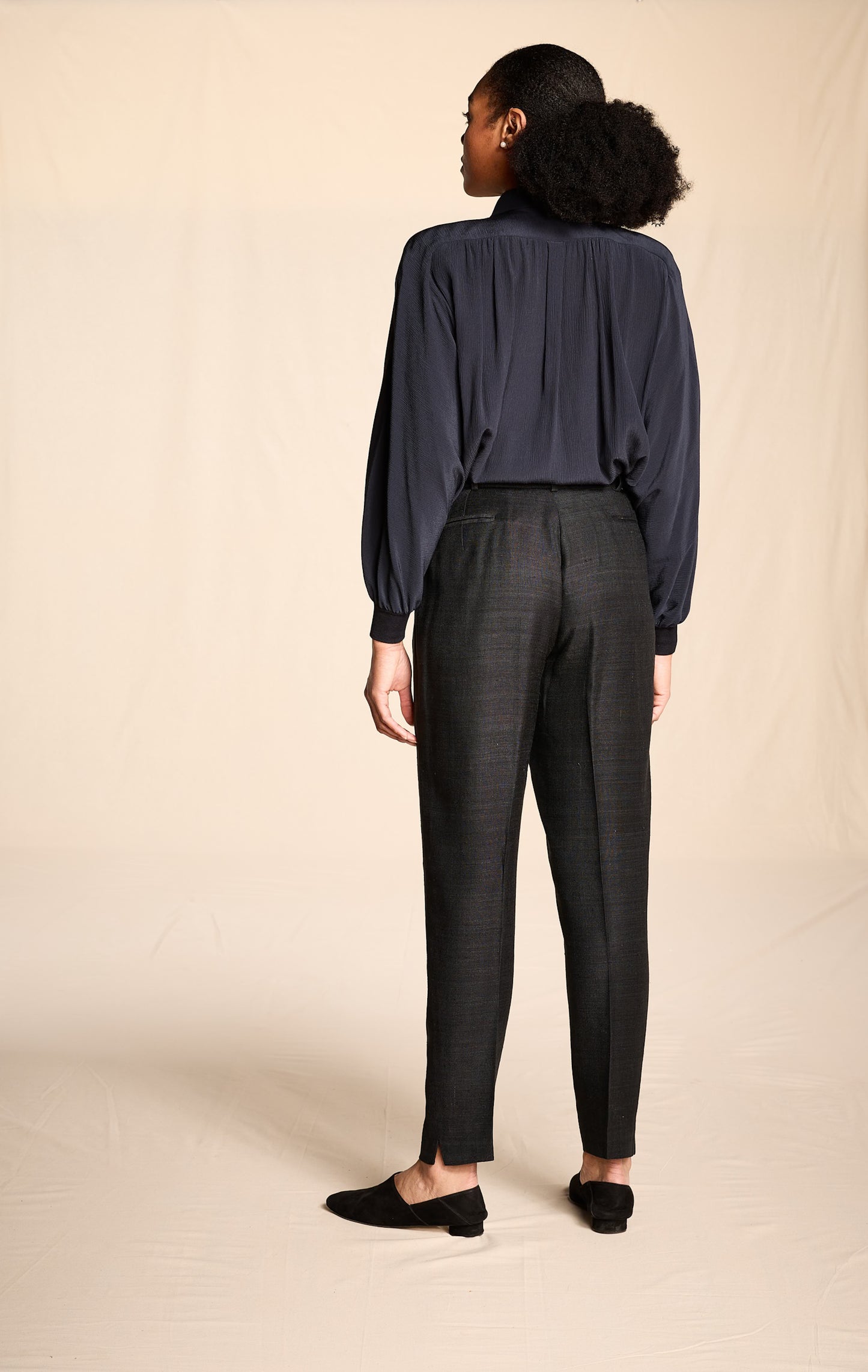 Yves Saint Laurent 1990s-2000s Gray Silk Shantung Pants