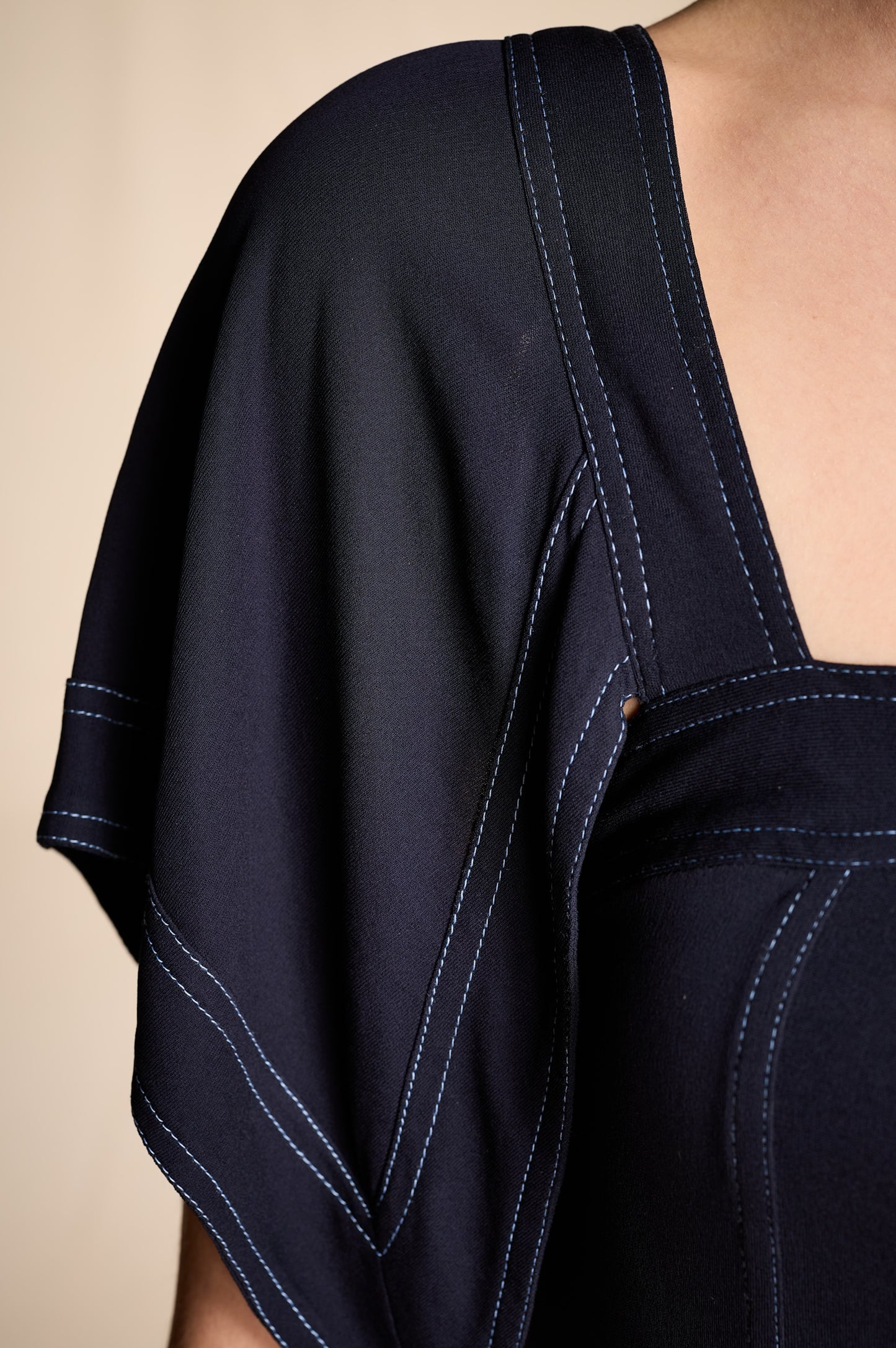 Jean Muir 1970s-1980s Navy Rayon Sailor Dress
