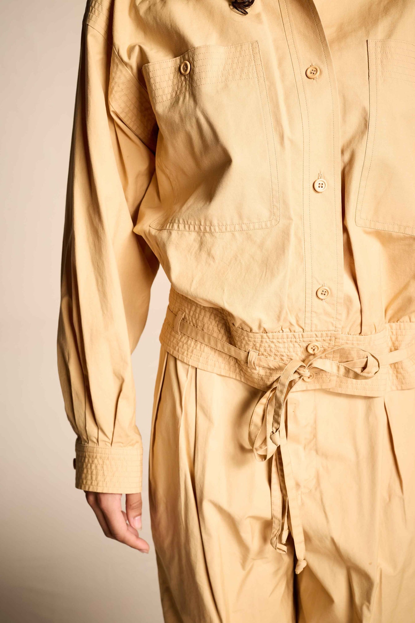 Yves Saint Laurent Spring/Summer 1978 Khaki Cotton Suit Ensemble