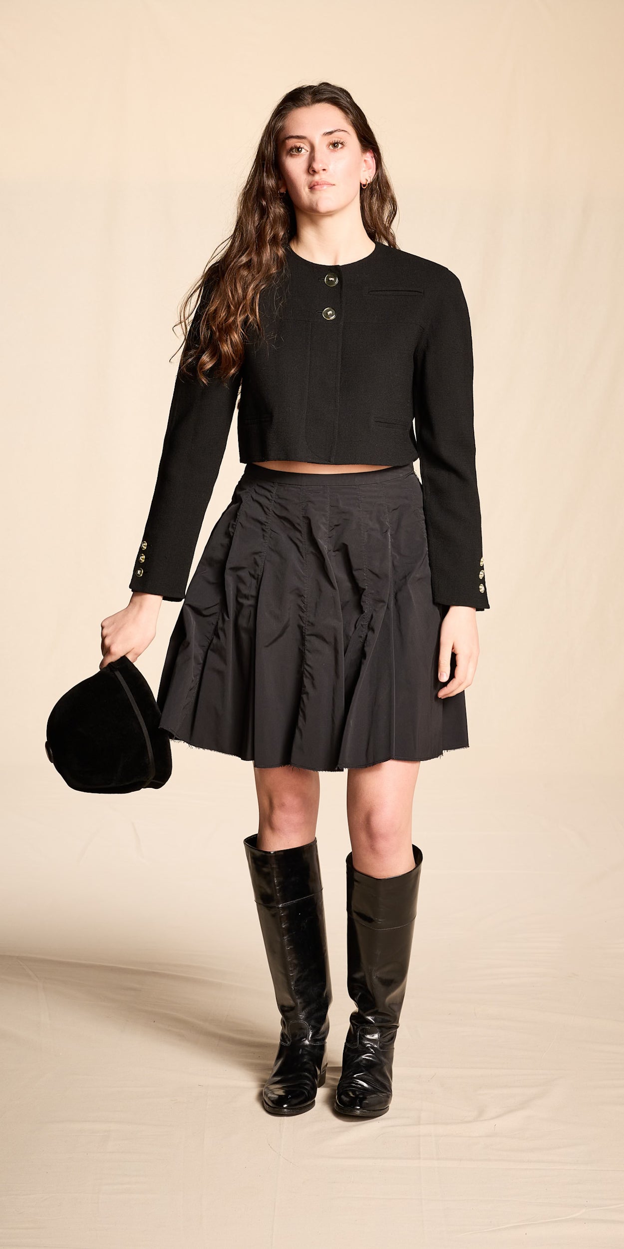 Miu Miu 2000s Black Nylon Blend Mini Skirt