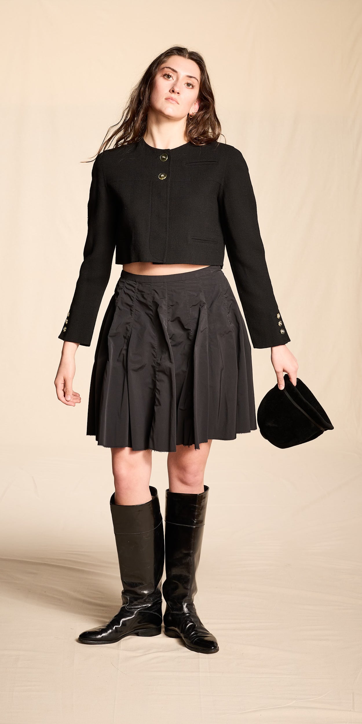 Miu Miu 2000s Black Nylon Blend Mini Skirt