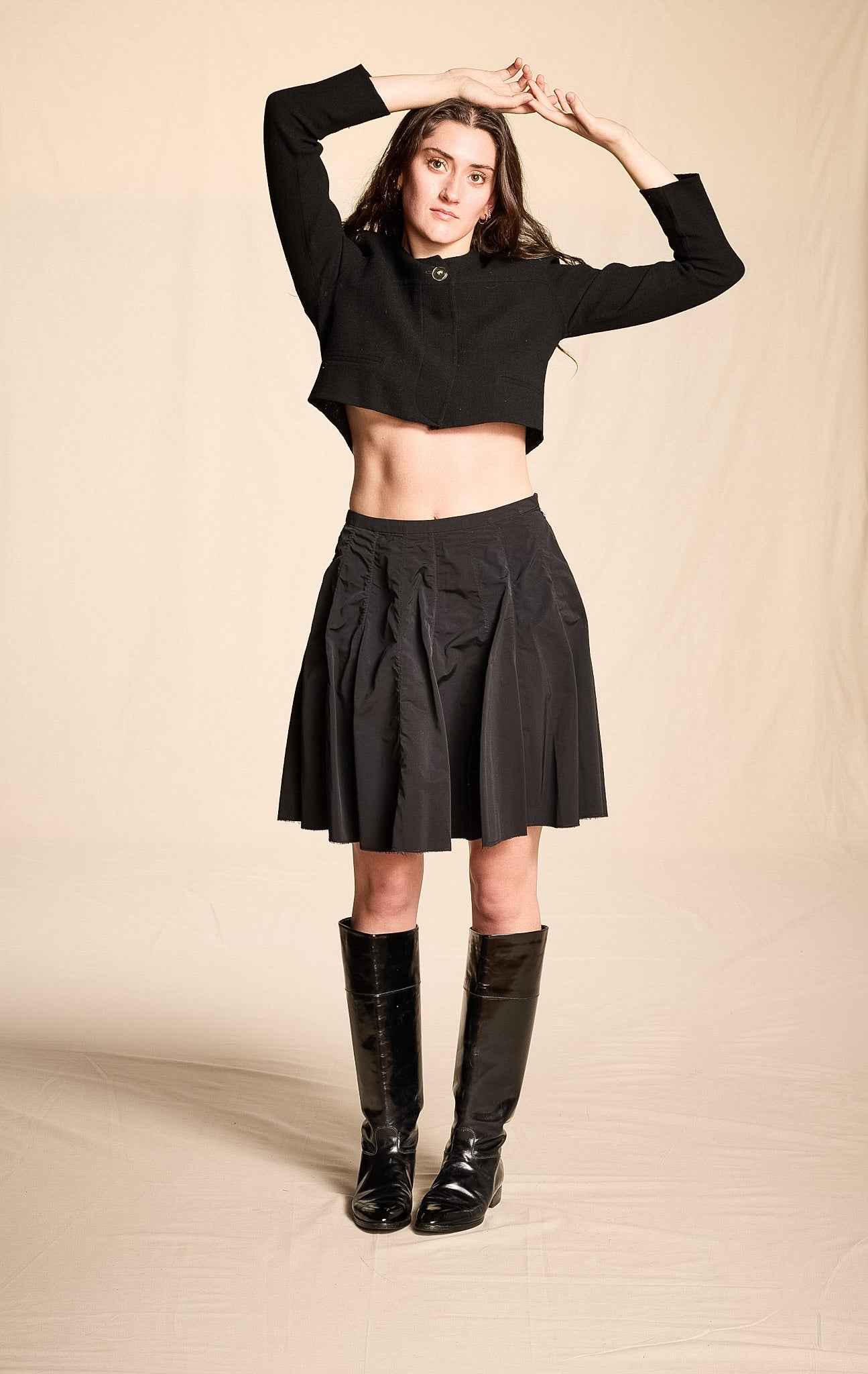 Bill Blass 1980s Black Crepe Cropped Jacket