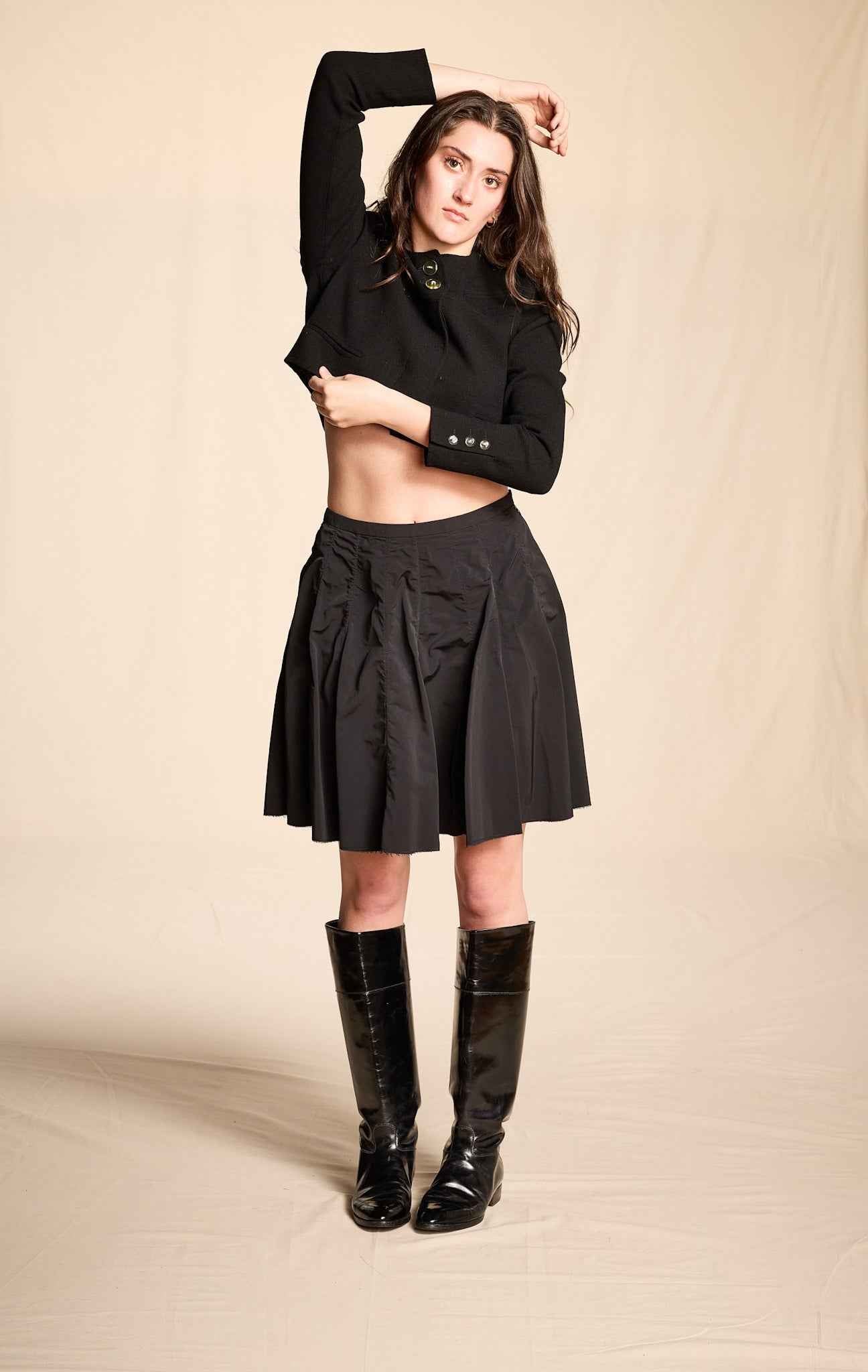 Bill Blass 1980s Black Crepe Cropped Jacket