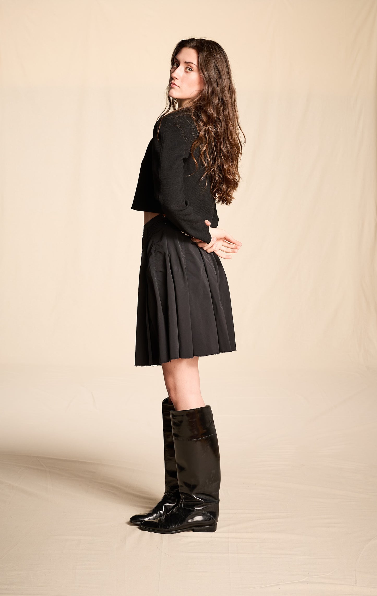 Miu Miu 2000s Black Nylon Blend Mini Skirt