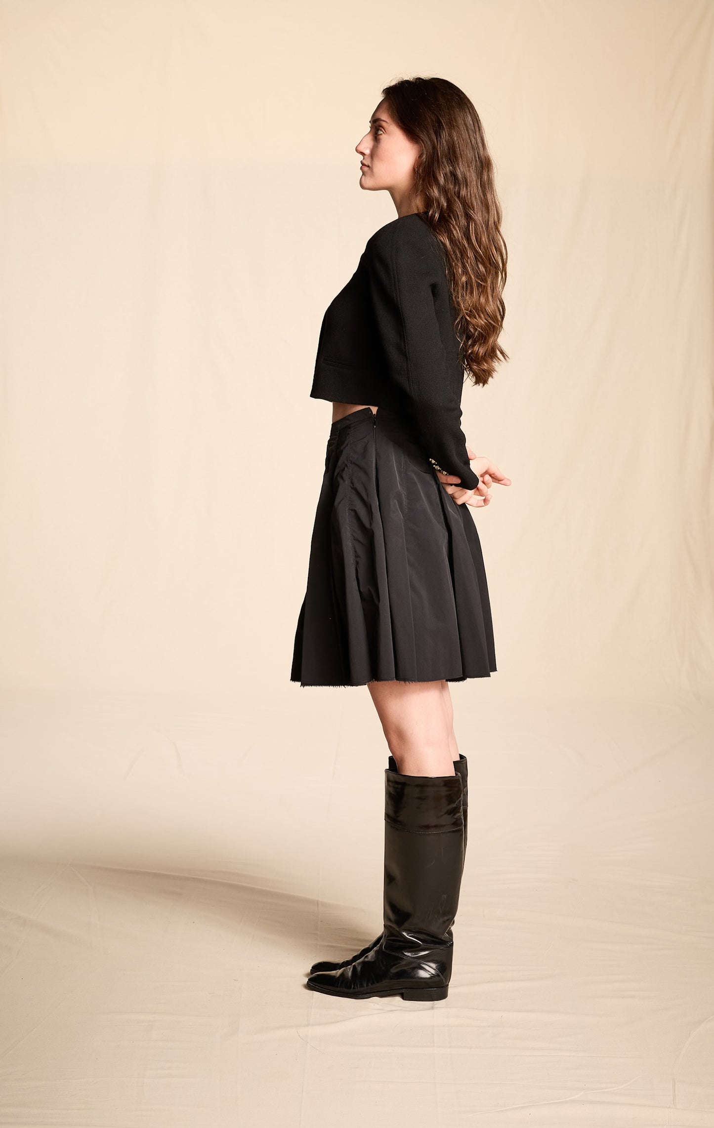 Miu Miu 2000s Black Nylon Blend Mini Skirt