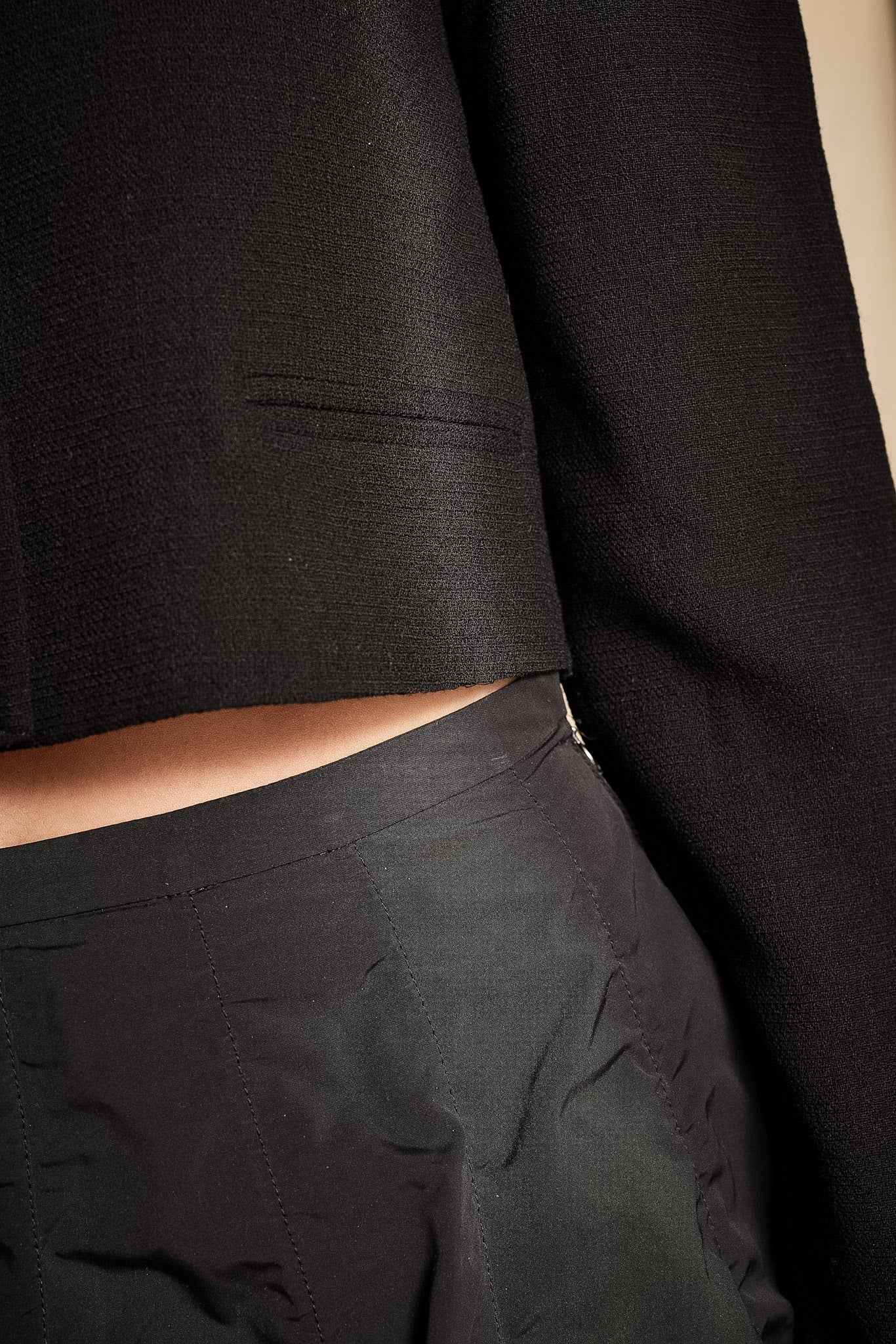 Bill Blass 1980s Black Crepe Cropped Jacket