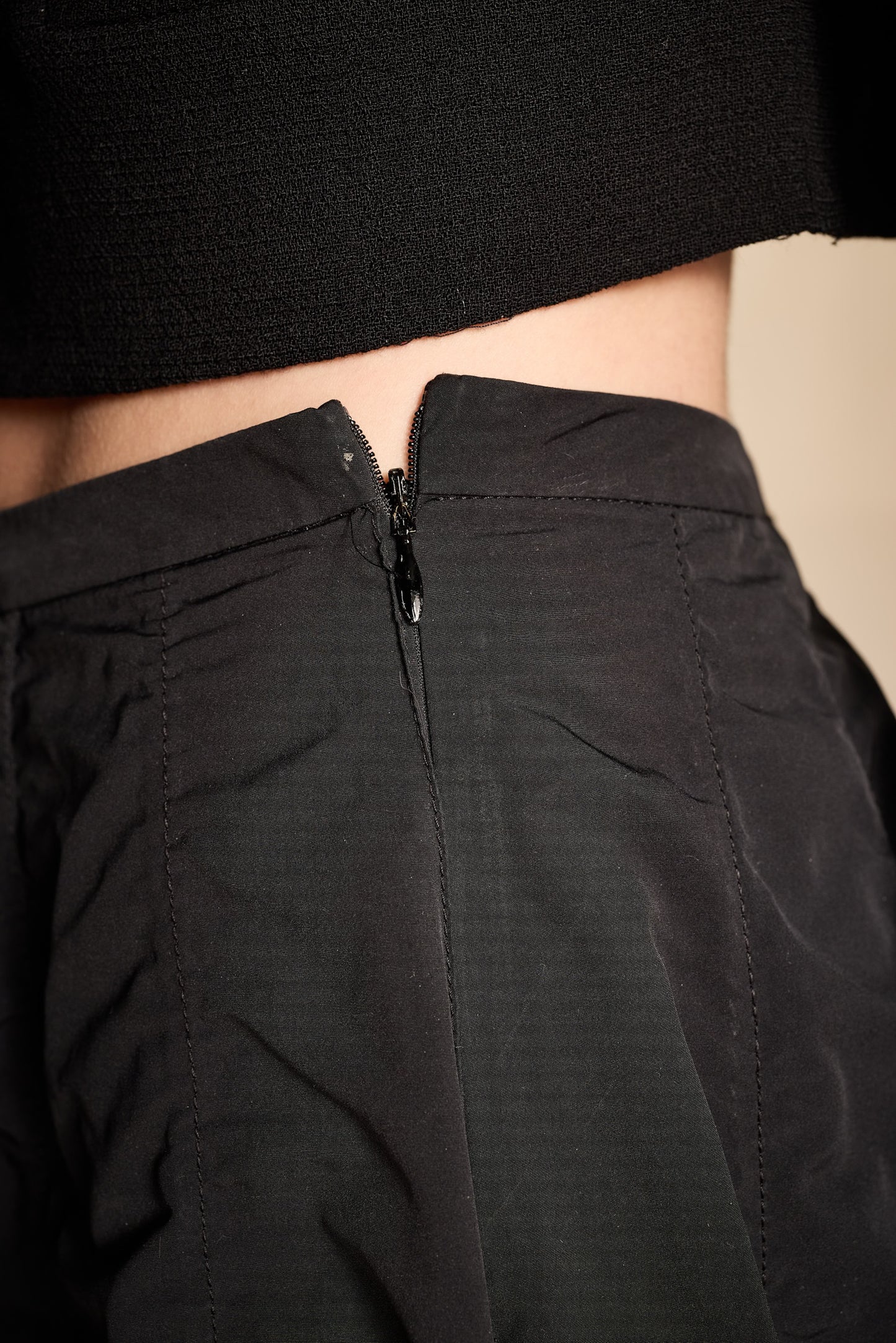 Miu Miu 2000s Black Nylon Blend Mini Skirt