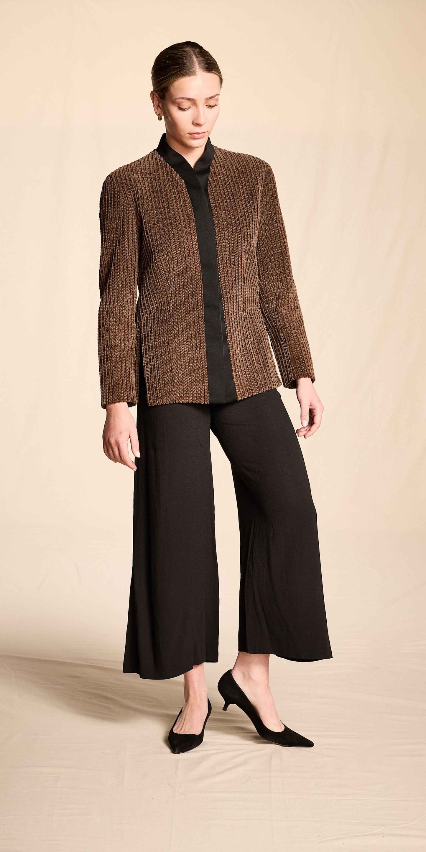 Yves Saint Laurent 1990s Black Crepe Swing Pants