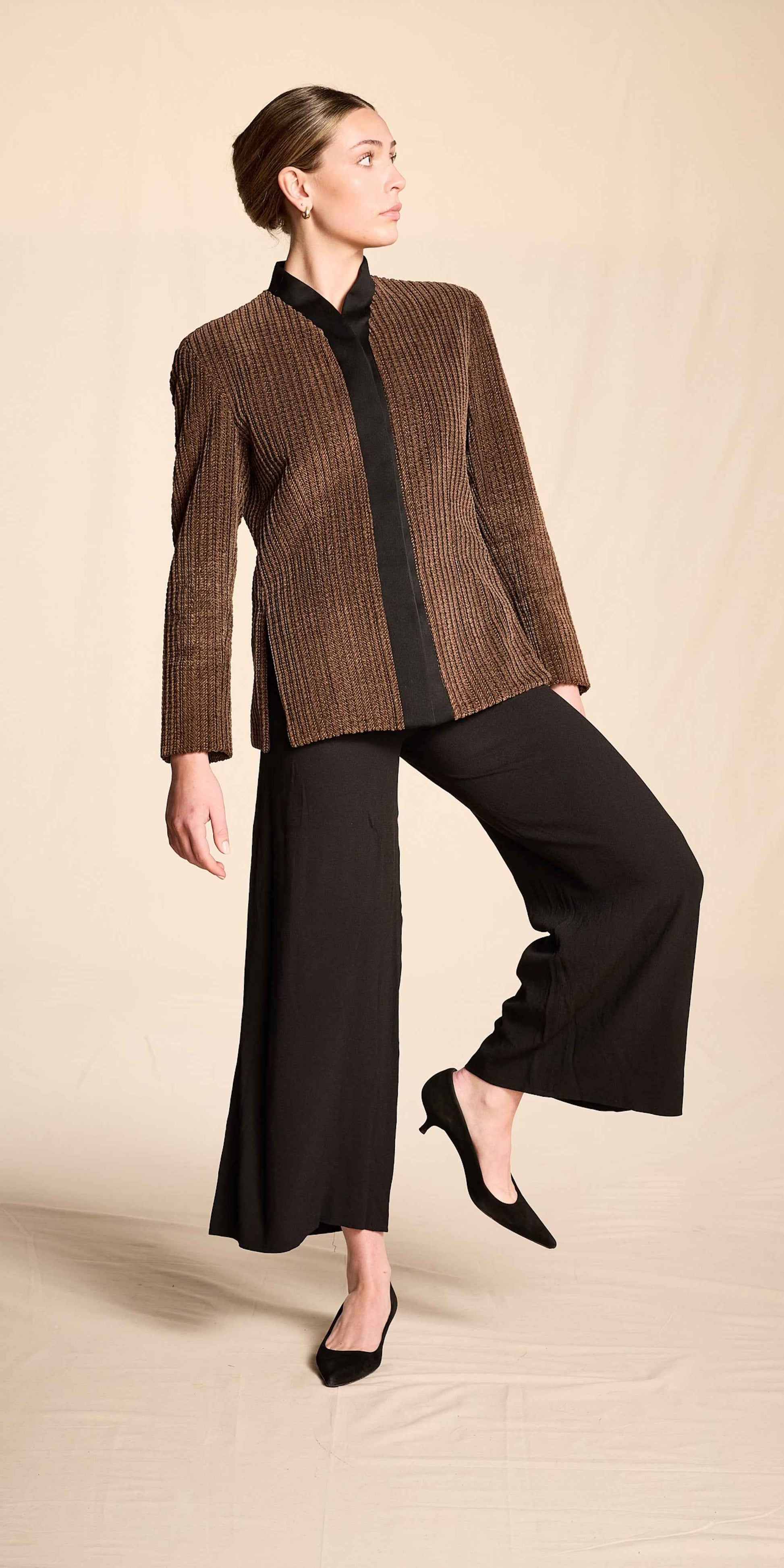 Yves Saint Laurent 1990s Black Crepe Swing Pants