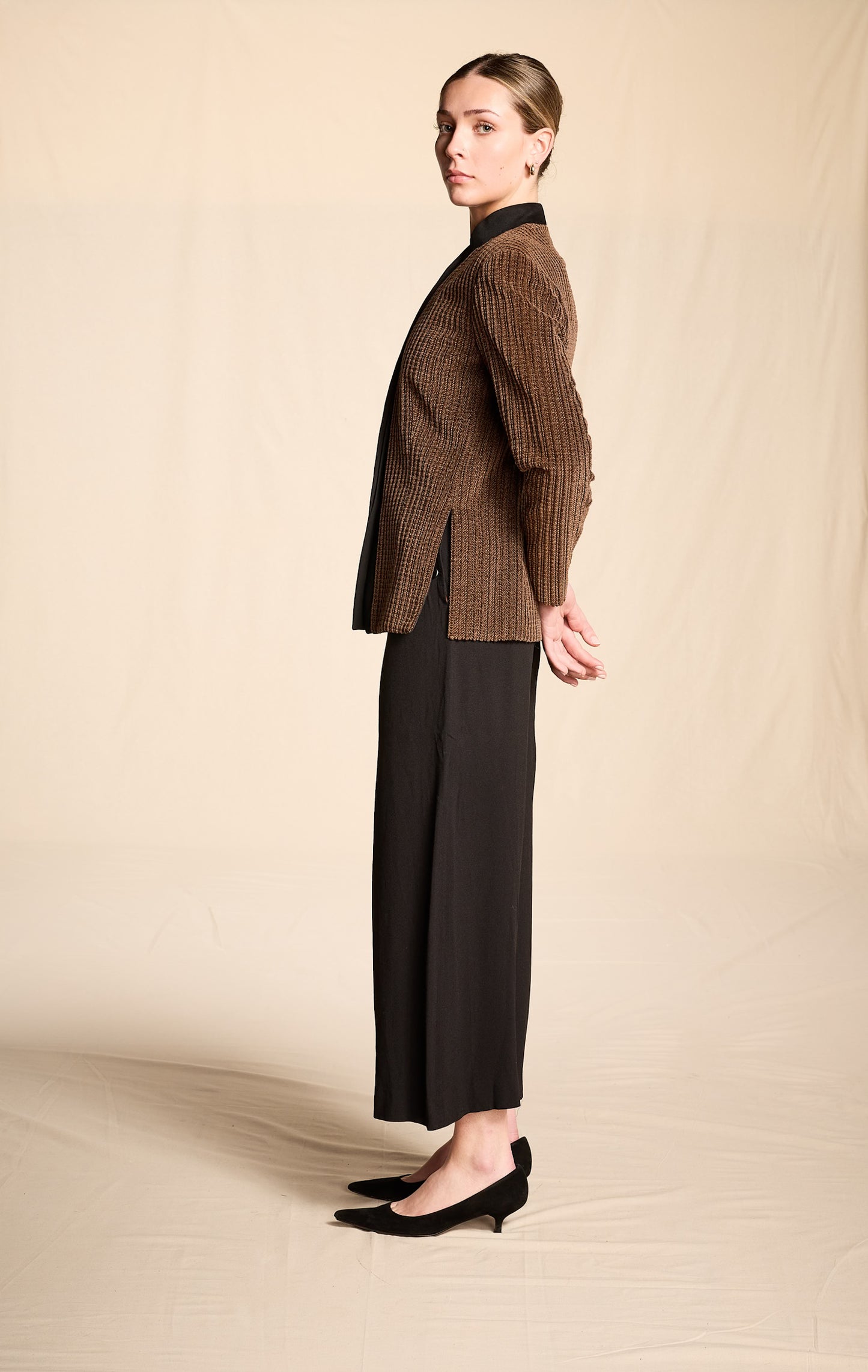 Giorgio Armani Fall/Winter 1981 Brown Corded Cotton Velvet Shawl Collar Jacket