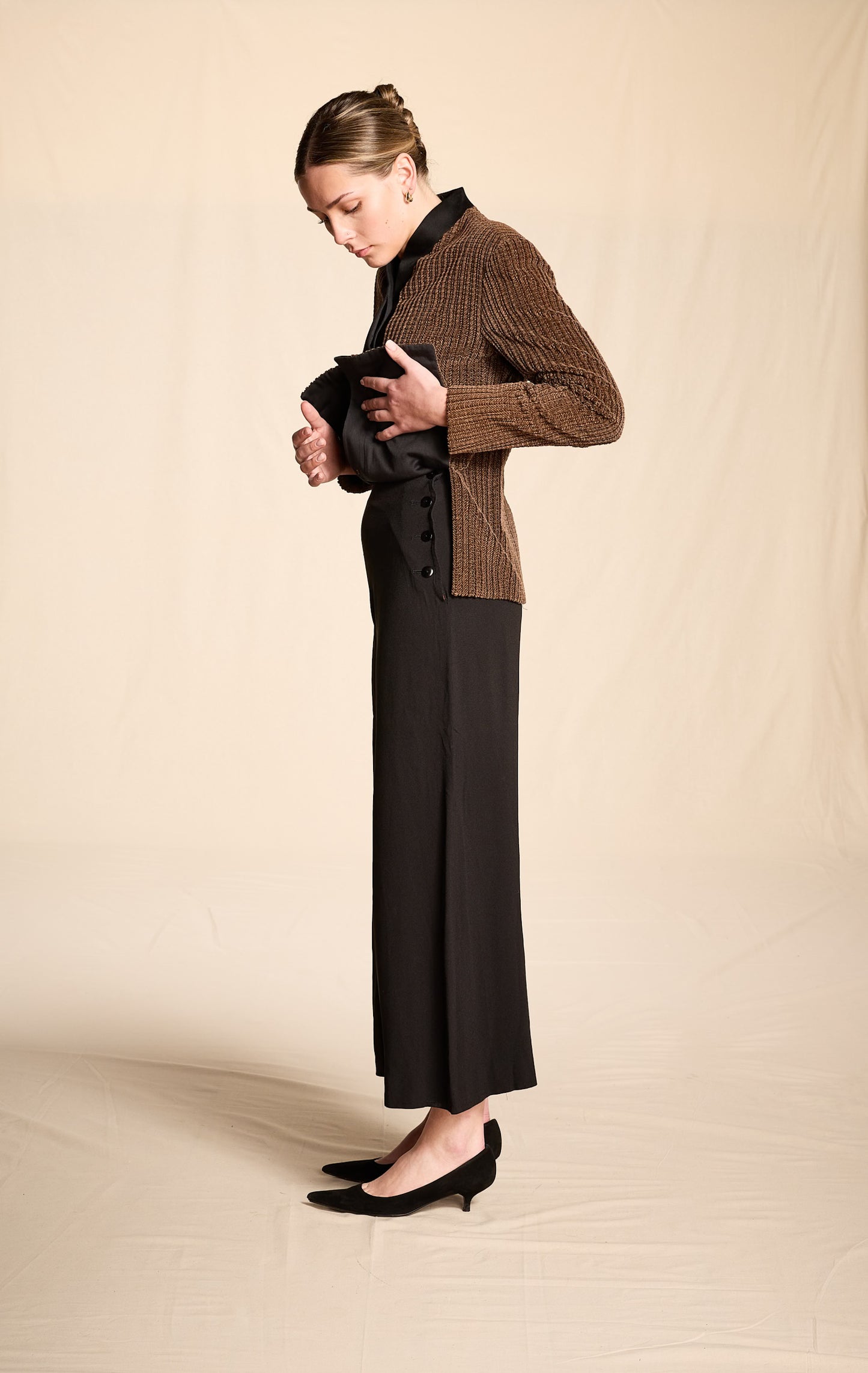 Giorgio Armani Fall/Winter 1981 Brown Corded Cotton Velvet Shawl Collar Jacket