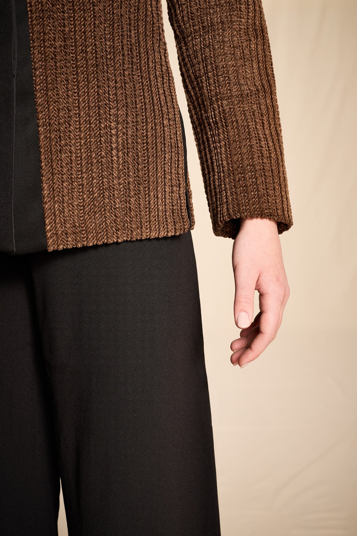 Giorgio Armani Fall/Winter 1981 Brown Corded Cotton Velvet Shawl Collar Jacket