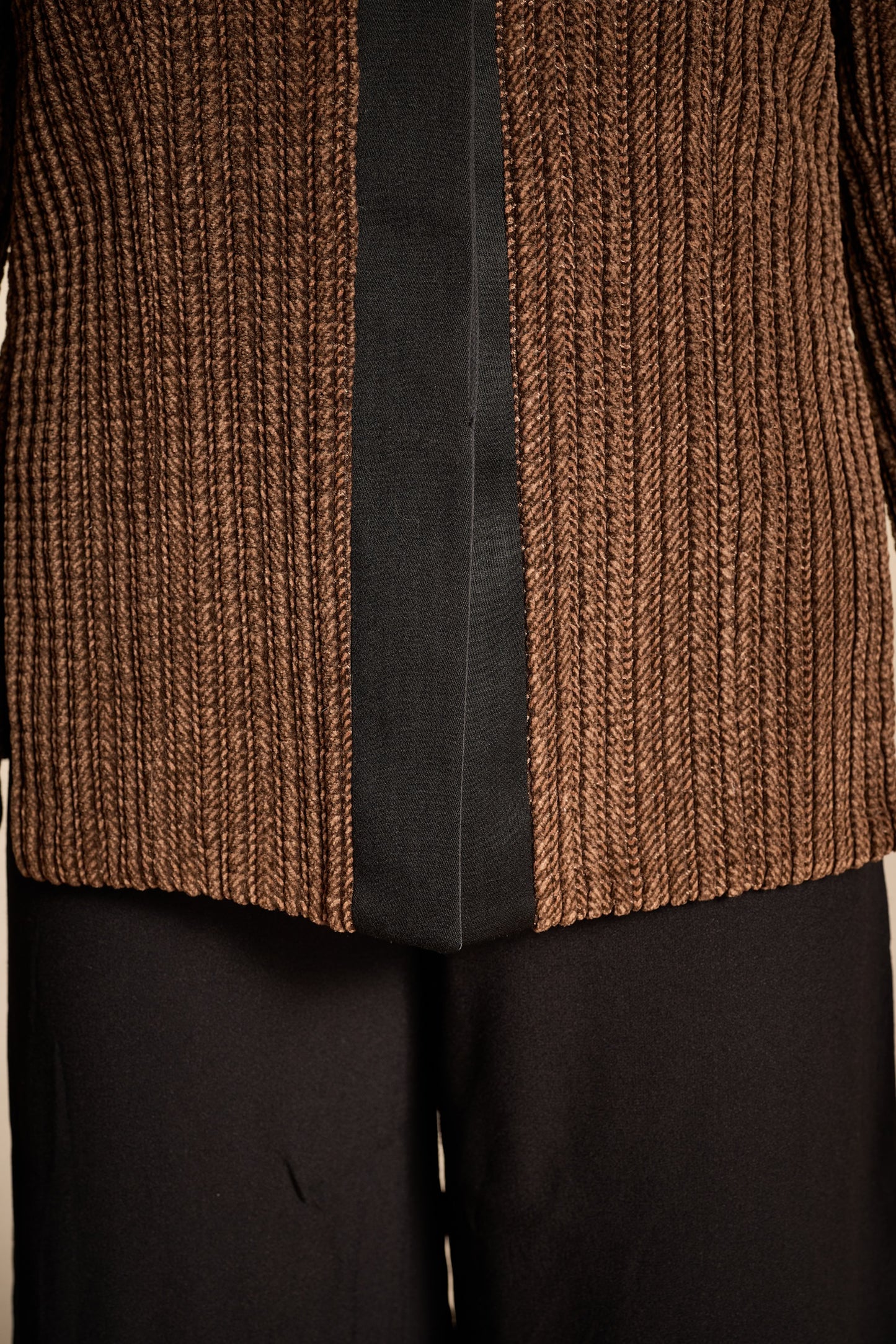 Giorgio Armani Fall/Winter 1981 Brown Corded Cotton Velvet Shawl Collar Jacket