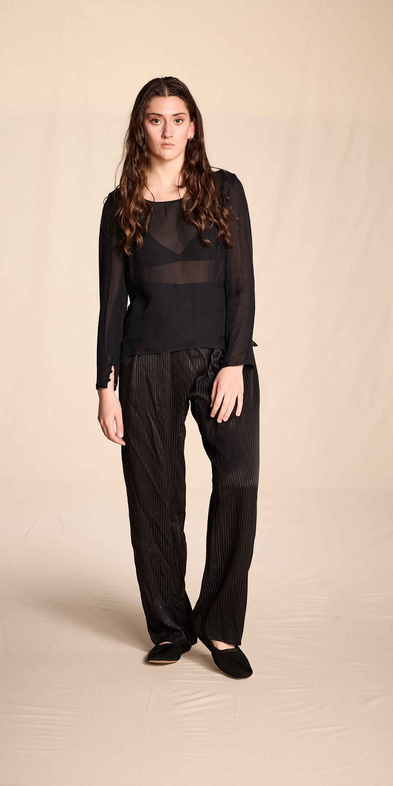 Beene Bag by Geoffrey Beene 1980s Silk Striped Pants