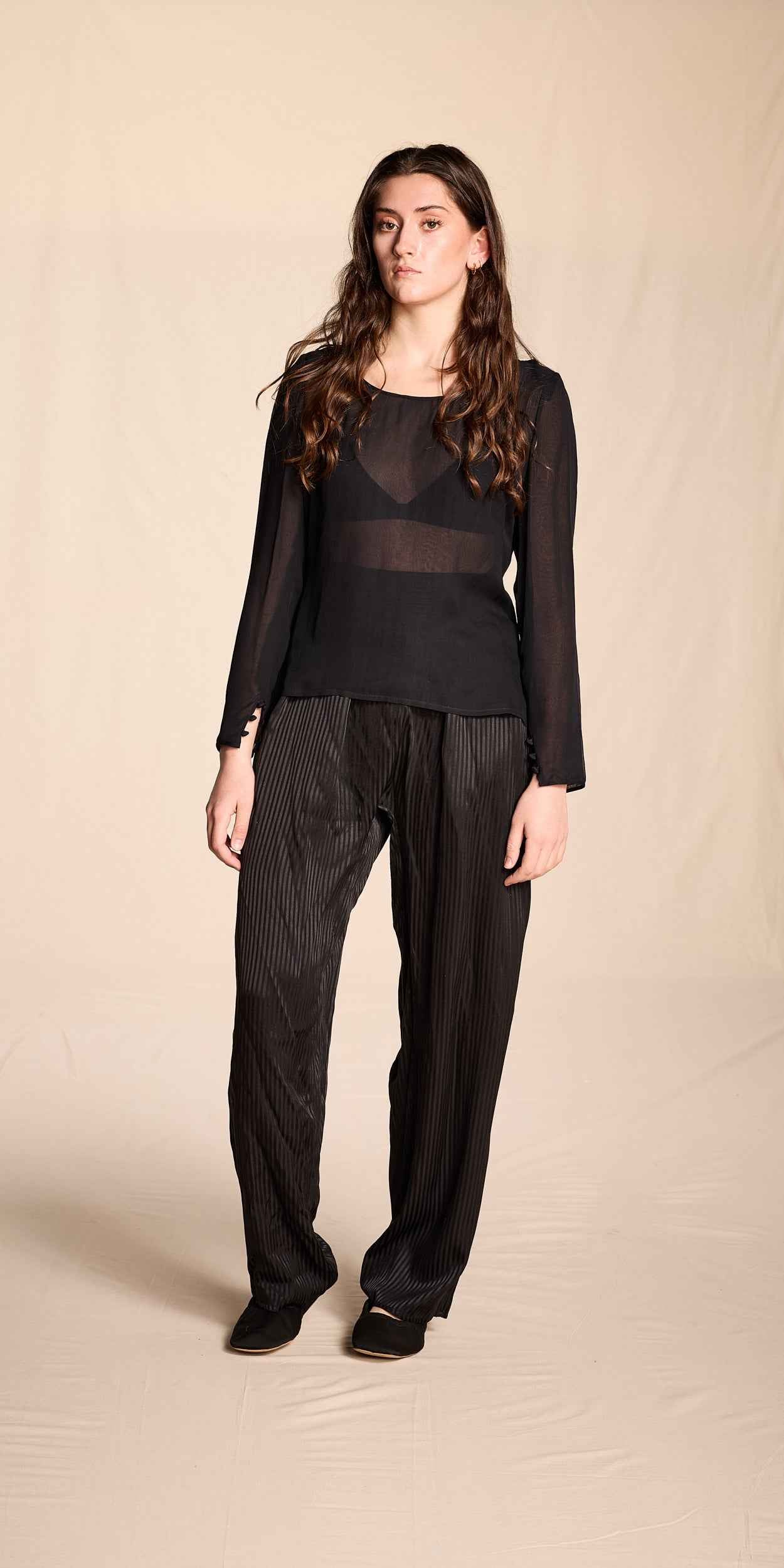 Beene Bag by Geoffrey Beene 1980s Silk Striped Pants