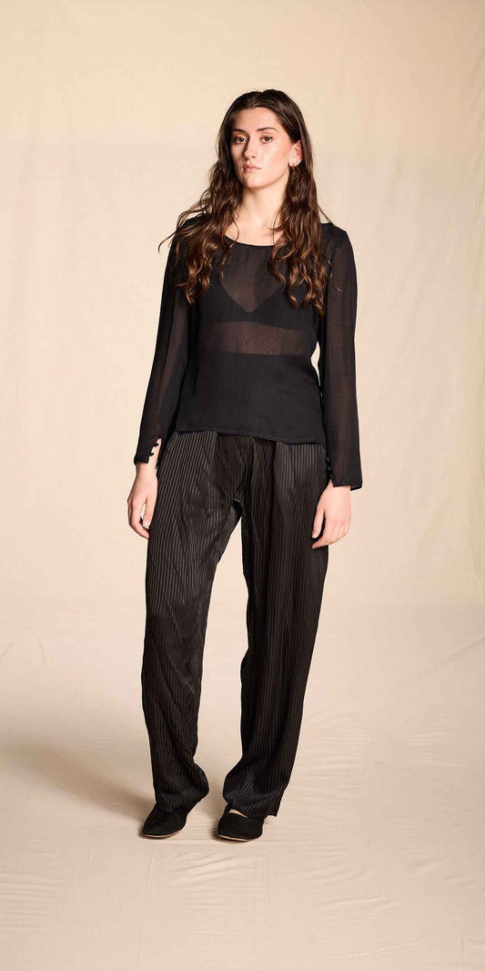 Beene Bag by Geoffrey Beene 1980s Silk Striped Pants