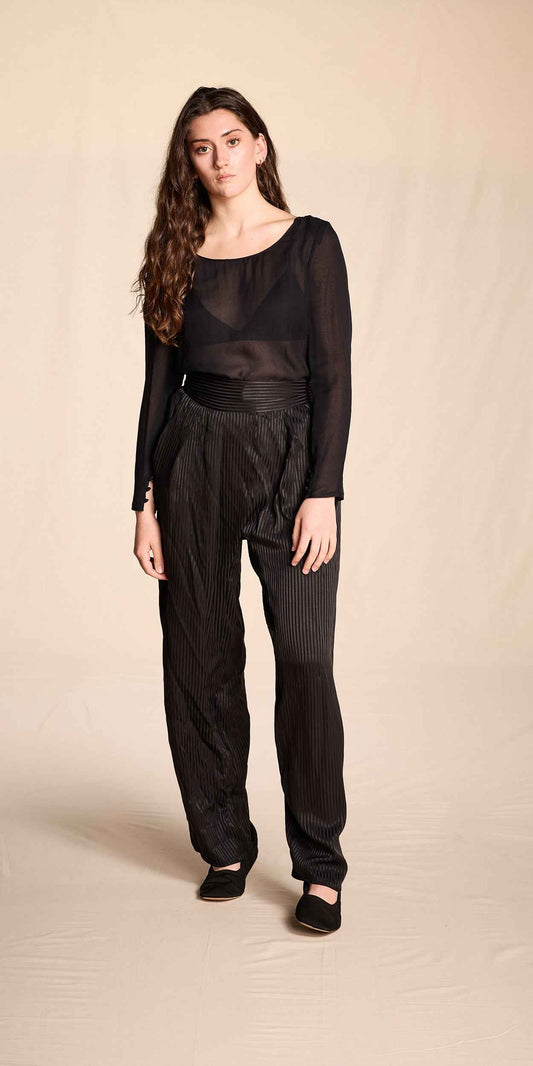 Beene Bag by Geoffrey Beene 1980s Silk Striped Pants