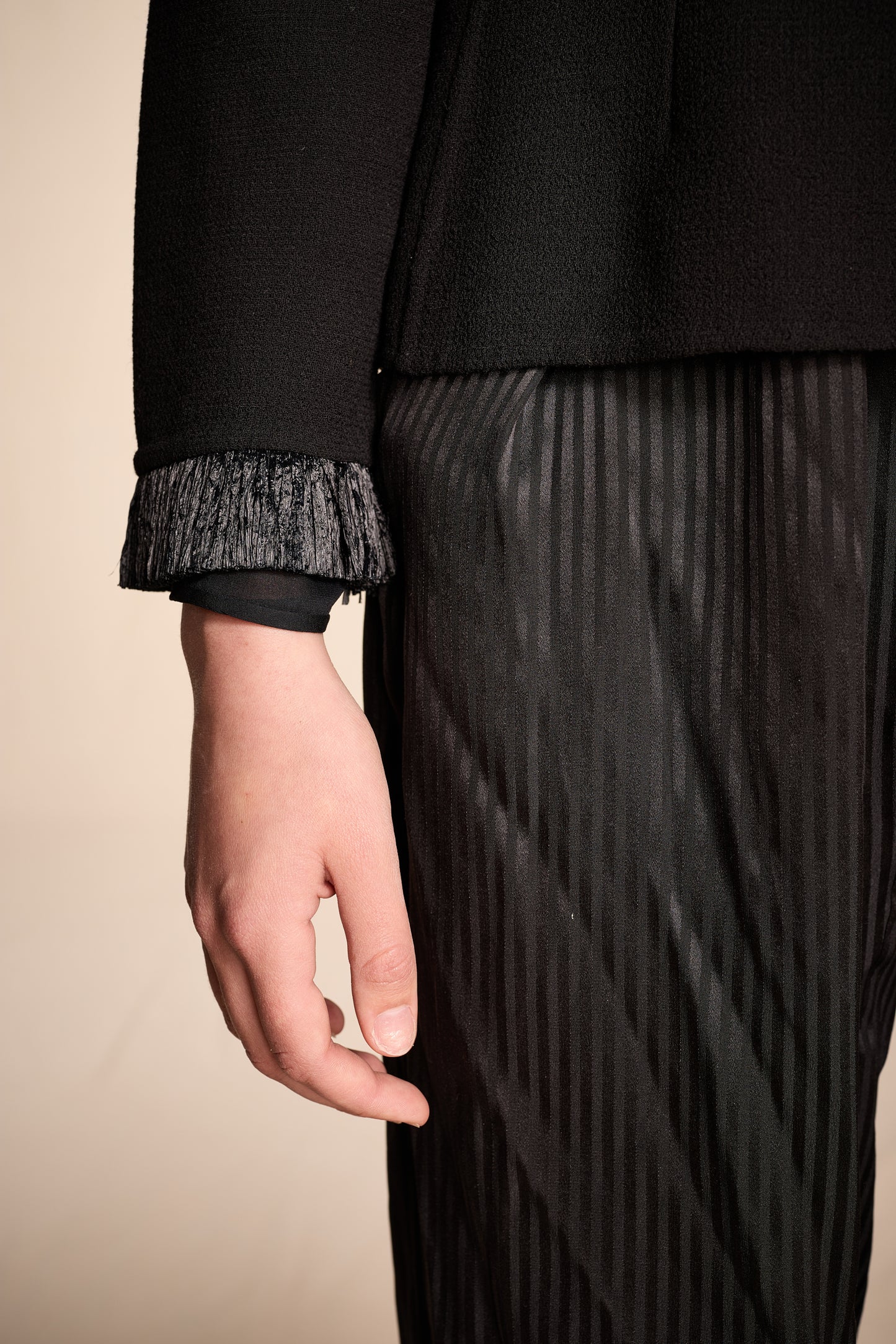 Bill Blass Spring/Summer 2000 Black Raffia Trimmed Jacket