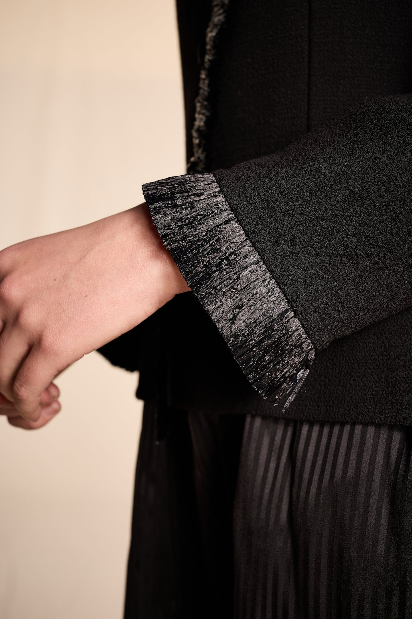 Bill Blass Spring/Summer 2000 Black Raffia Trimmed Jacket