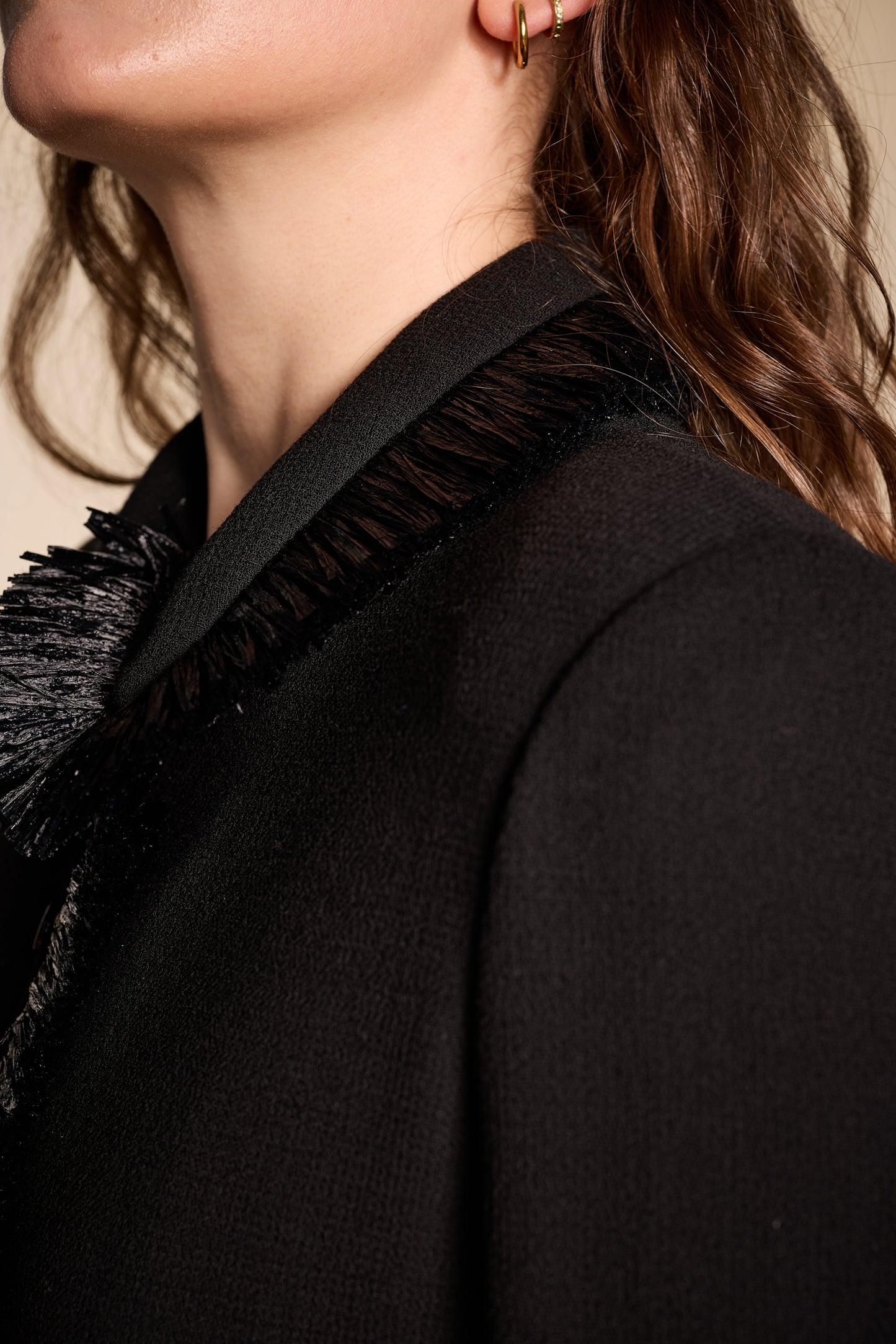 Bill Blass Spring/Summer 2000 Black Raffia Trimmed Jacket
